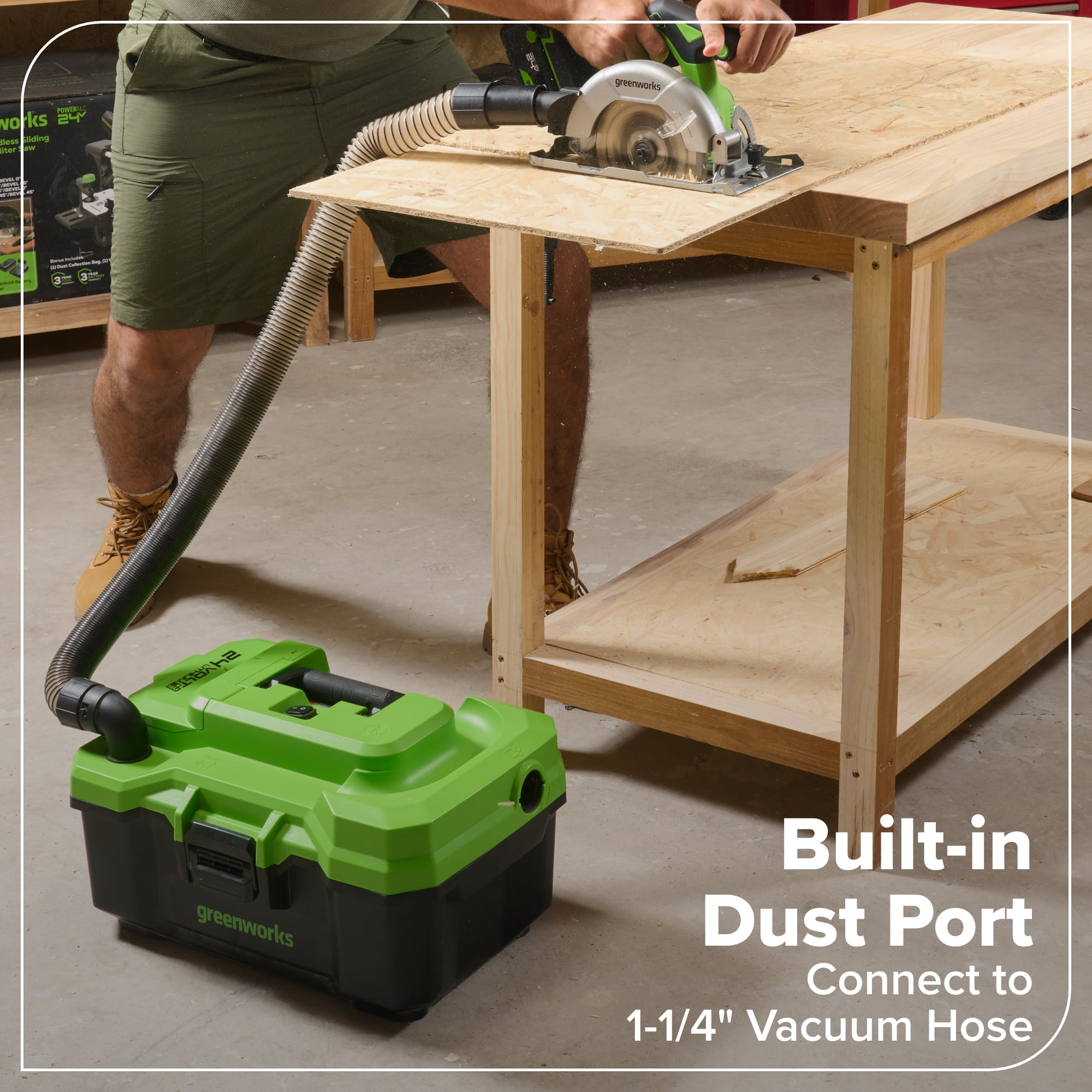 Greenworks 24V Cordless Brushless 4-Piece Power Tool Combo Kit with Drill, Impact Driver, Circular Saw, Flashlight, Batteries, and Charger (Green) gr6y7