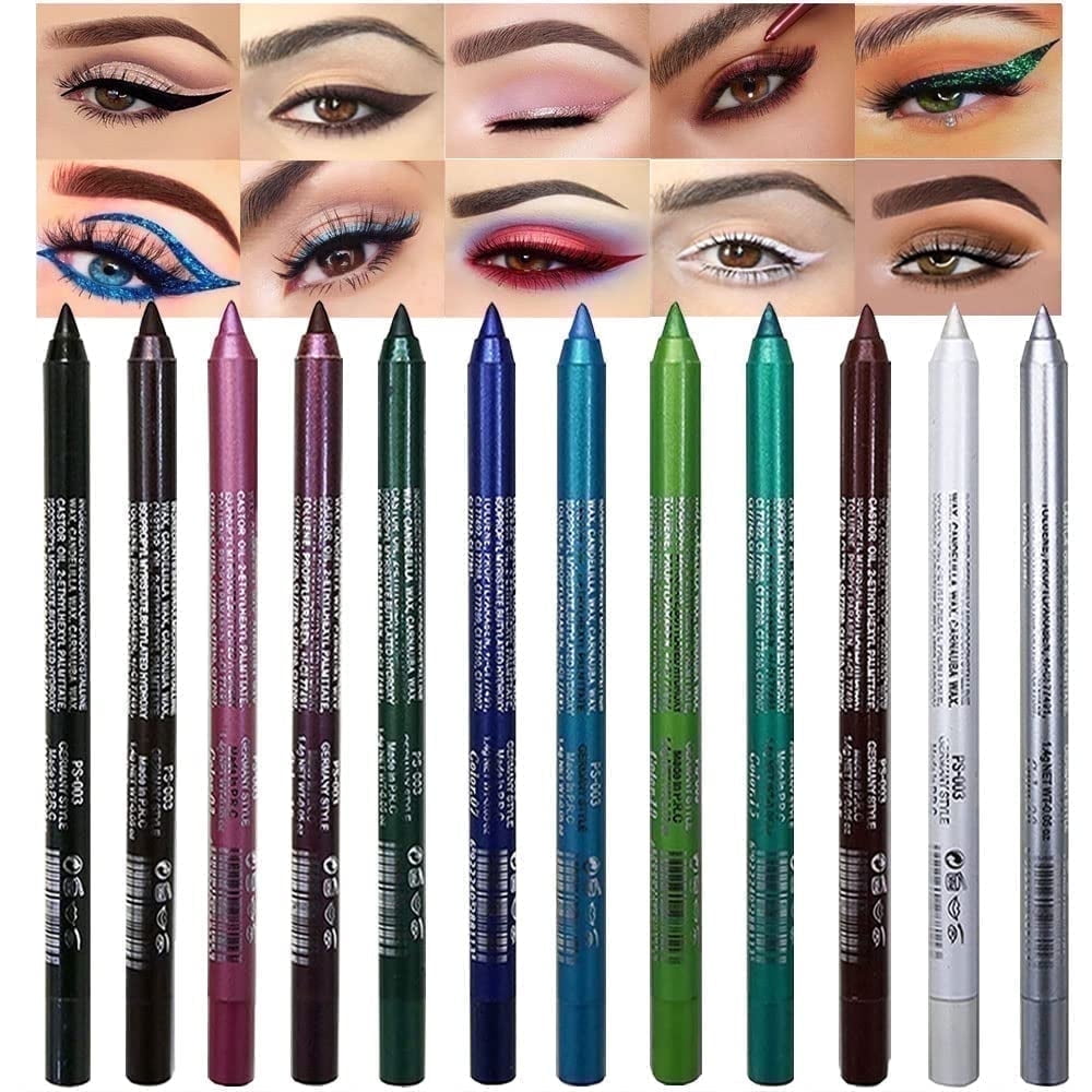 Livhil 12-Piece Colorful Eyeliner Pencil Set, Waterproof Gel Eye and Lip Liner Makeup (Multicolor, 12 Count) p9t73