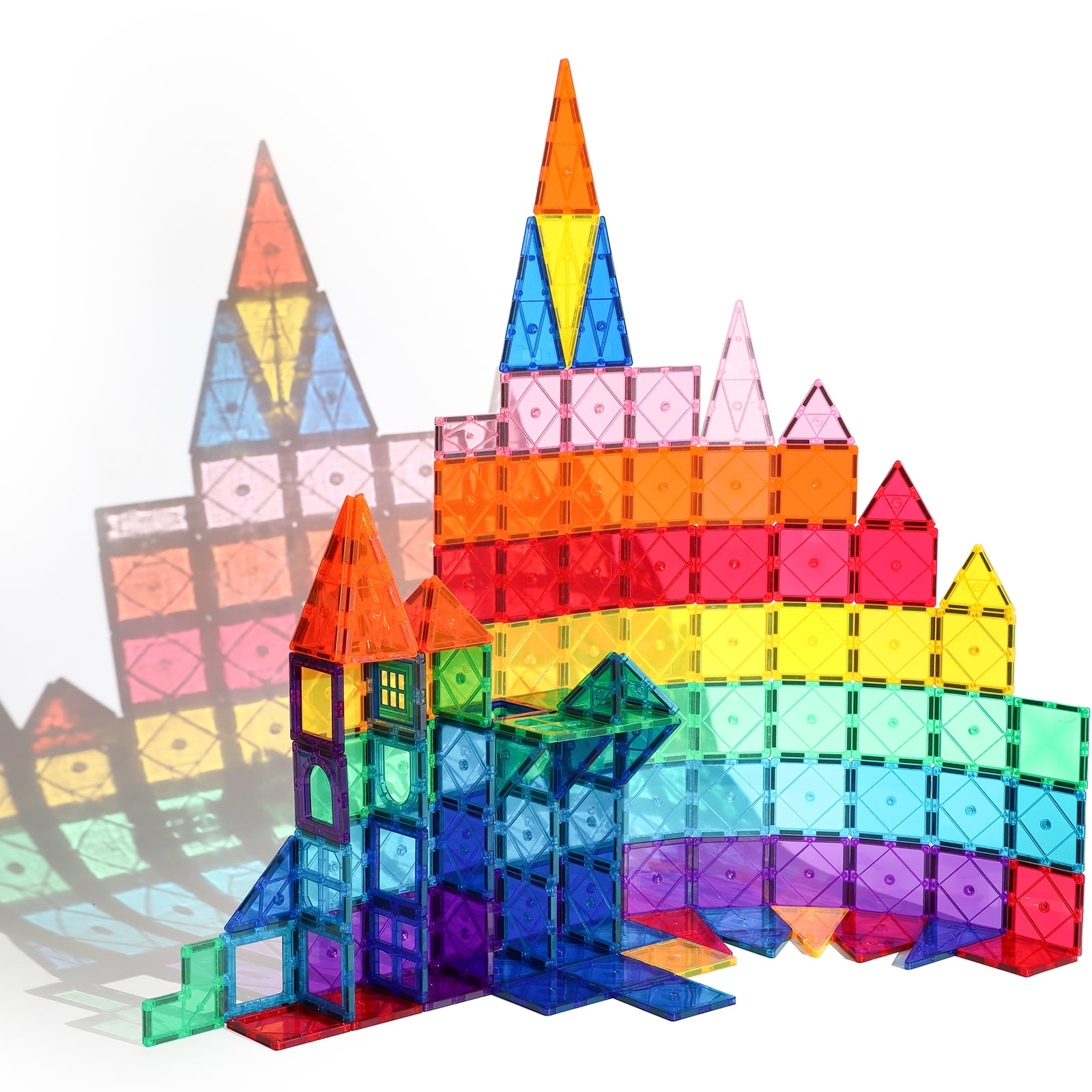 FunMagic Magnetic Tiles Building Set, 3D STEM Stacking Blocks for Creative Play (Yellow, 102 Pieces) arb85
