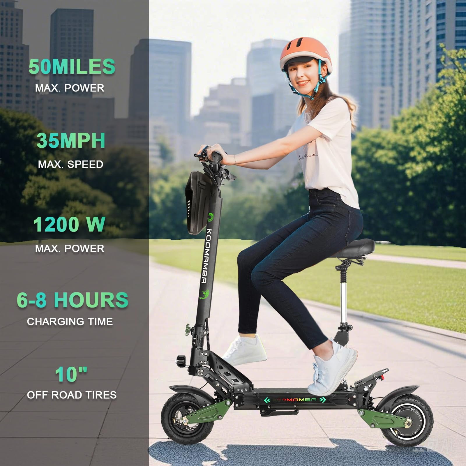 ZonDoo ZU10 Electric Scooter for Adults, High-Performance Foldable Commuter with Seat (Blue, 10 in Tire) d91s5