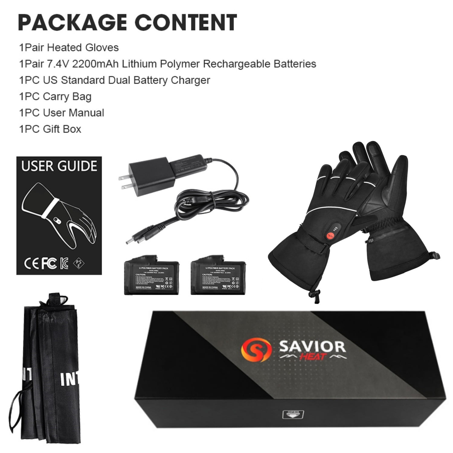 Savior Heat Rechargeable Electric Heated Leather Gloves for Skiing and Snowboarding (Black, Large) u1gcg