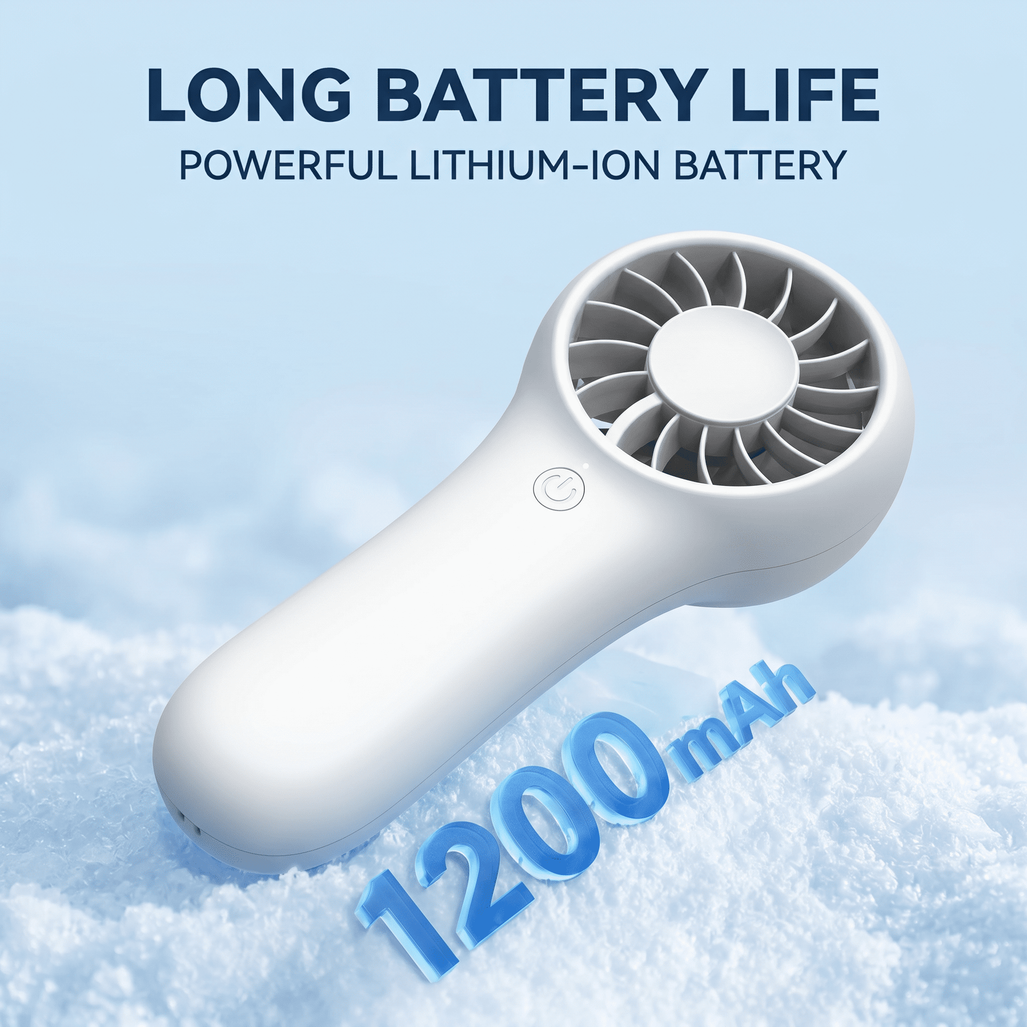 ATUPEN Handheld Mini Fan, 3-Speed Rechargeable Portable Cooling Fan for Office and Travel (White, 1200mAh) g77hj