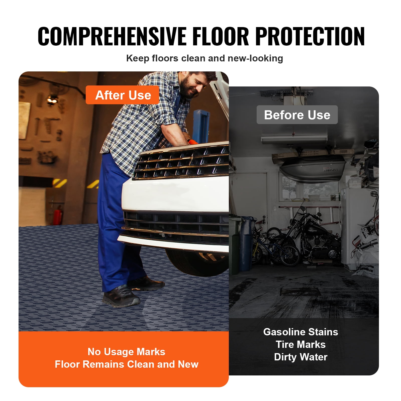VEVOR Interlocking Garage Floor Tiles, Non-Slip Diamond Texture Flooring for Workshops and Basements (Graphite Gray, 25 Pack, 12 x 12 x 0.53 in) snxxr