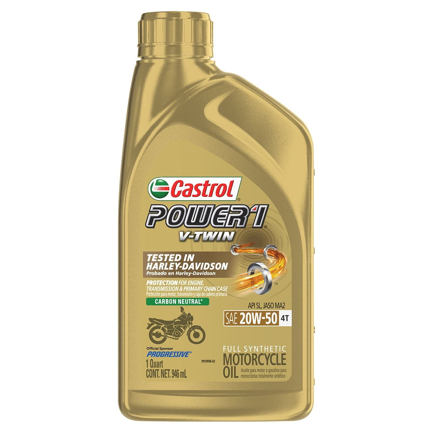 Castrol Power1 V-Twin 4T 20W-50 Full Synthetic Motorcycle Oil (32 fl oz) pkk9d