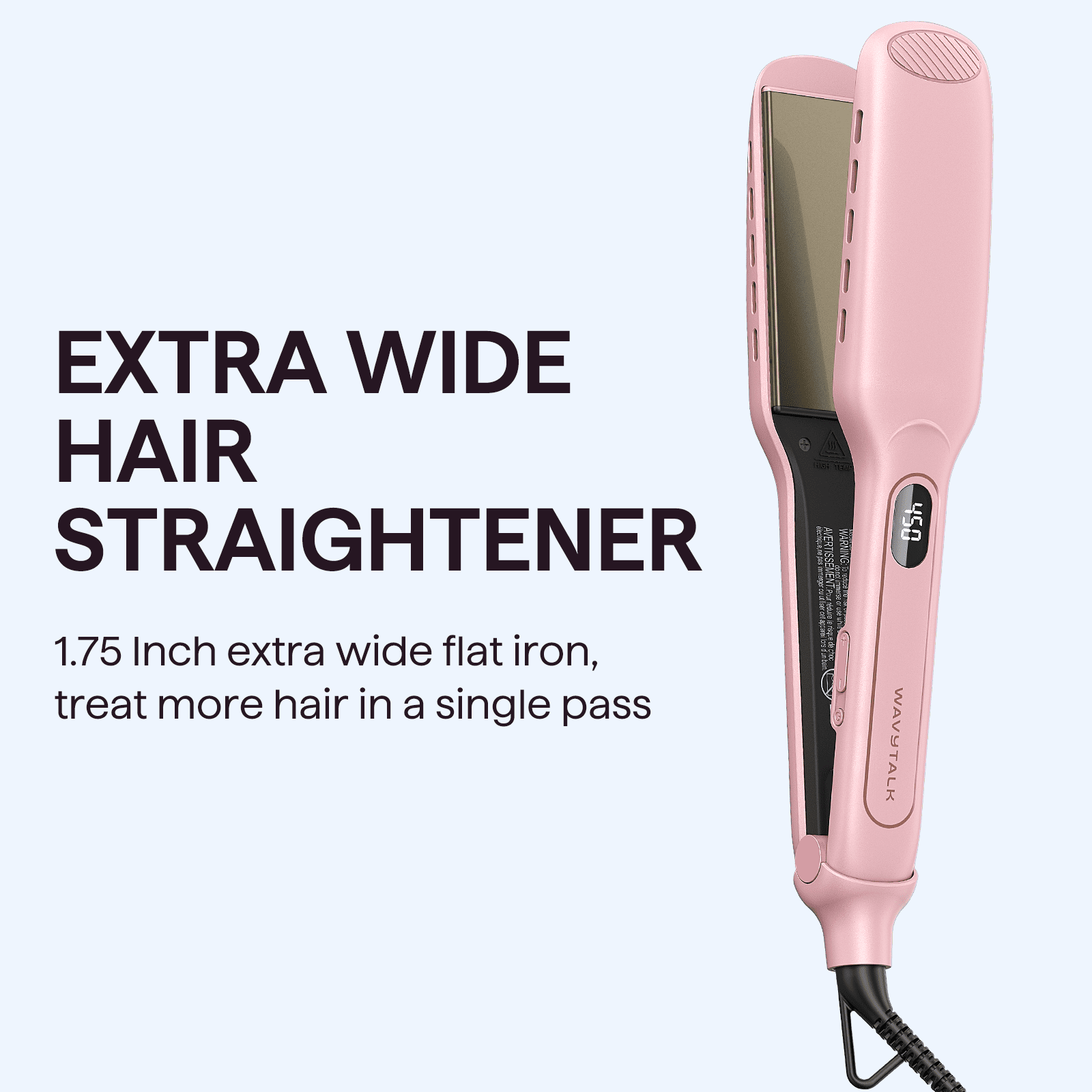 Wavytalk Wet to Dry Hair Straightener, Titanium 1.75 in Wide Flat Iron for Fast Styling (Pink, 1.75 in) 3pc28
