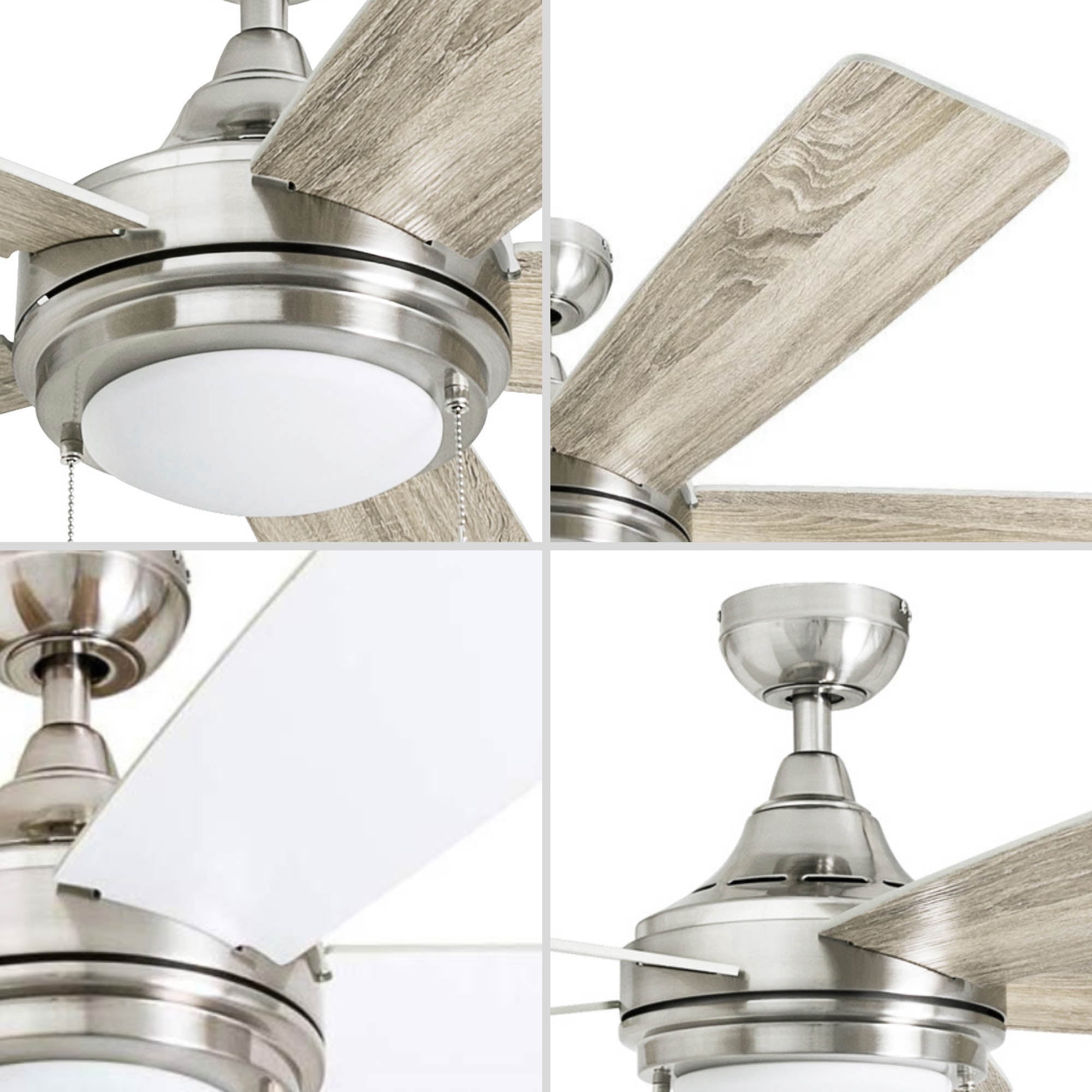 Honeywell Ventnor 52-in Modern LED Ceiling Fan with Integrated Light (Brushed Nickel, 52-in) ji6ap