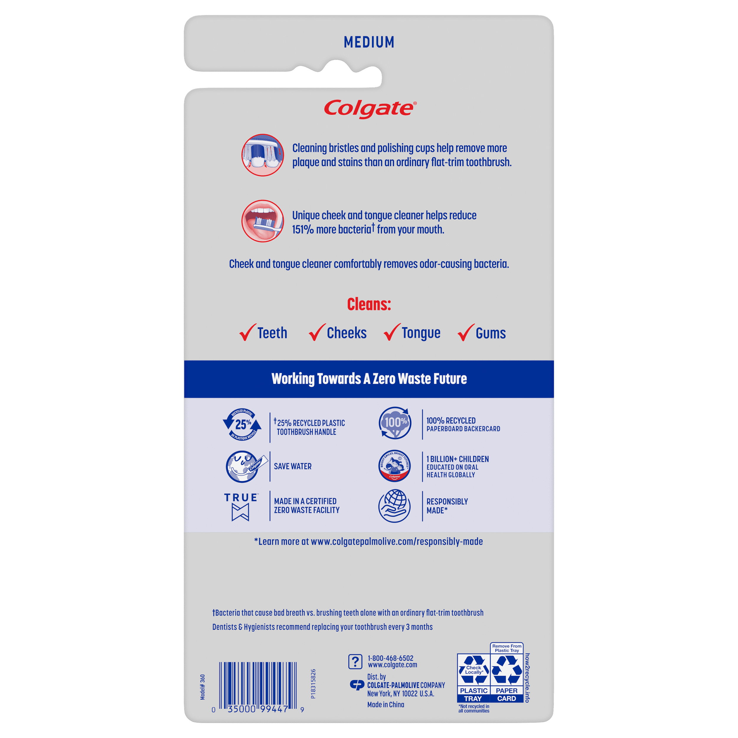Colgate 360 Whole Mouth Clean Manual Toothbrush (Medium, 5 Pack) fnzj7