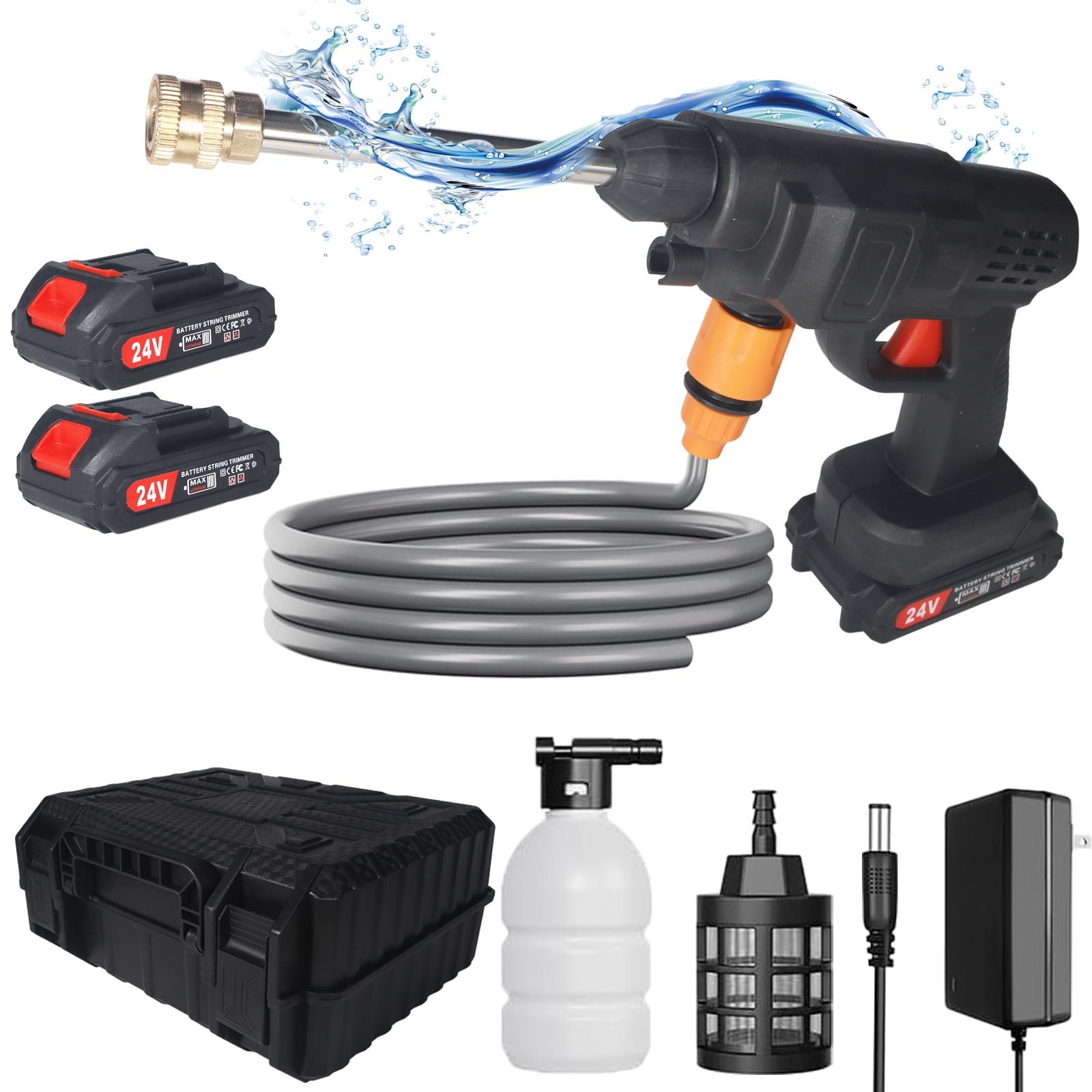 Paddsun Cordless Pressure Washer, Portable High-Pressure Water Spray Gun for Car Cleaning (2 Batteries) lmb4i