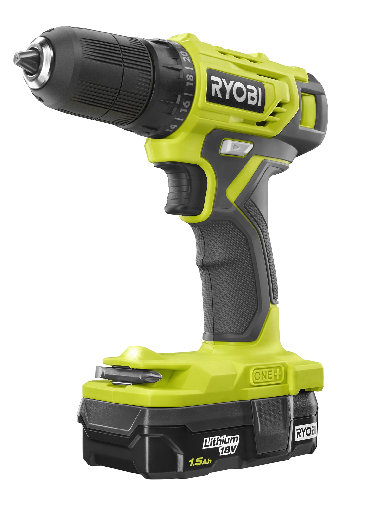 Ryobi 18V Cordless Drill Driver with 1.5 Ah Battery and Charger (Green, 0.5 in Chuck) 746bk
