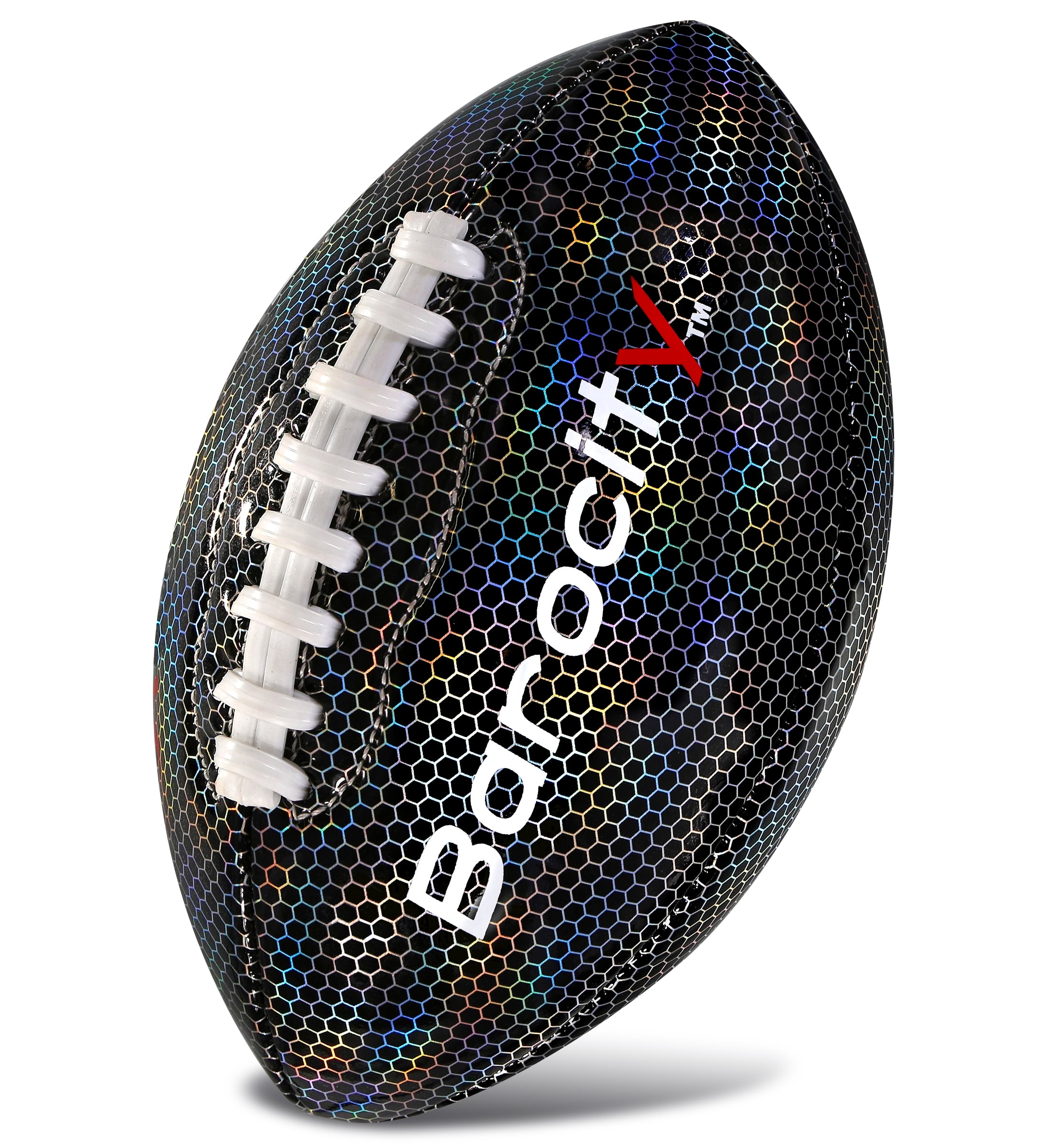 Puzzled Barocity Pee Wee Size 3 Football with Reflective Rainbow Hex Pattern (Black, 0.5 lb) 0412k