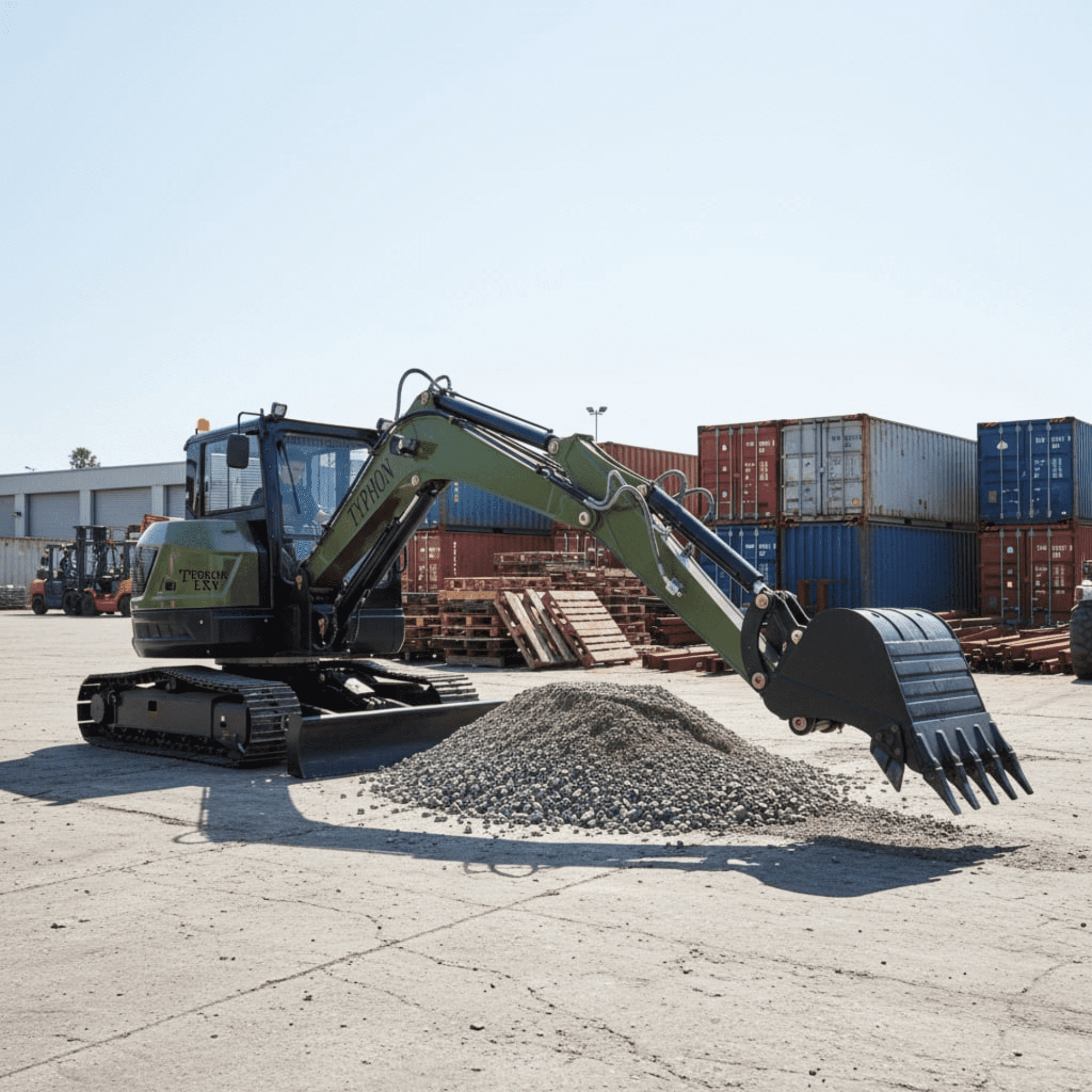 TYPHON TERROR LXV 6.6-Ton Excavator with Kubota V2607 Diesel Engine (56.9 HP, Enclosed Cab) gx0hq