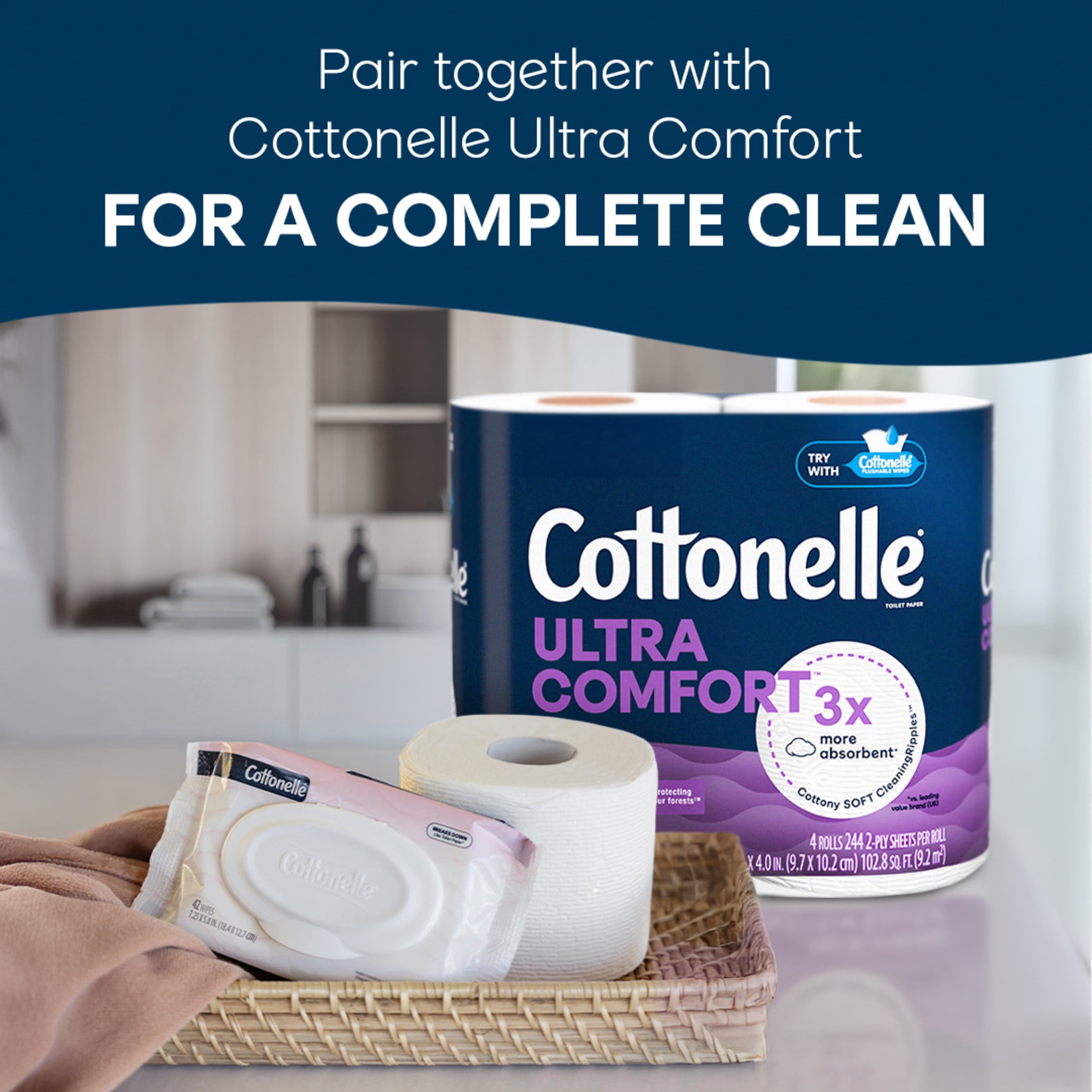 Cottonelle Fragrance Free Flushable Wet Wipes, Gentle Cleansing Personal Care (White, 84 Count) fr0oo