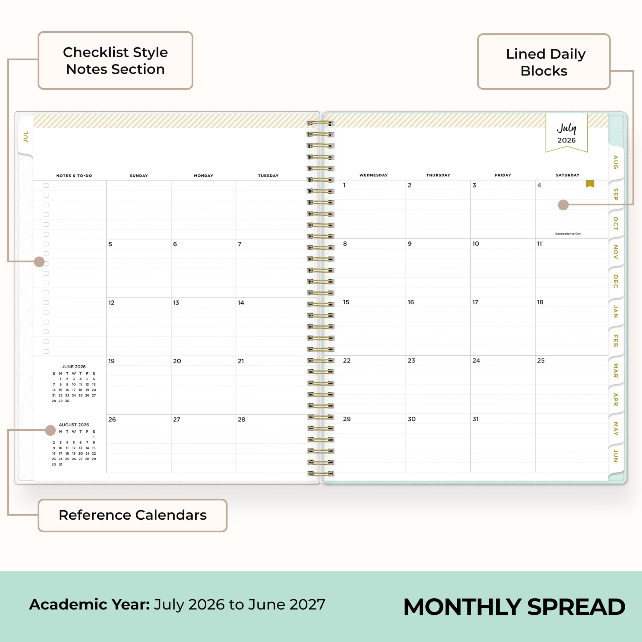 Blue Sky Day Designer 2026-2027 Academic Planner, Weekly & Monthly Organizer (Secret Garden Mint, 8.5 in x 11 in) 40ygv - Image 4