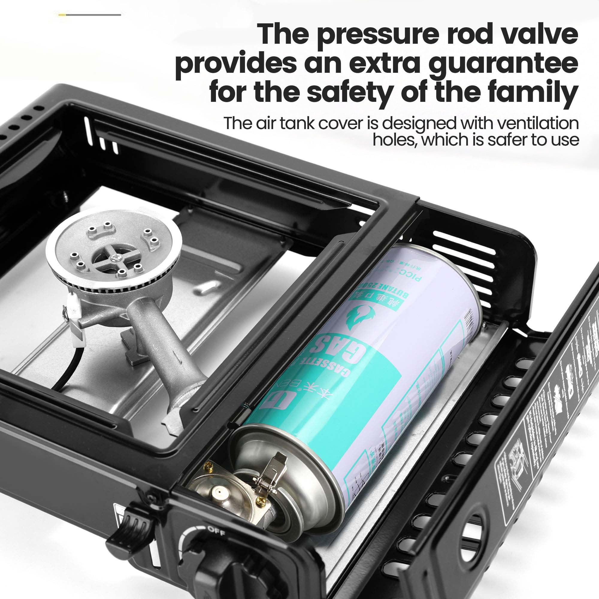 GVDV Portable Camping Stove, 1 Burner Butane Gas Stove with Carrying Case (Black, 8.8 oz) 97dio