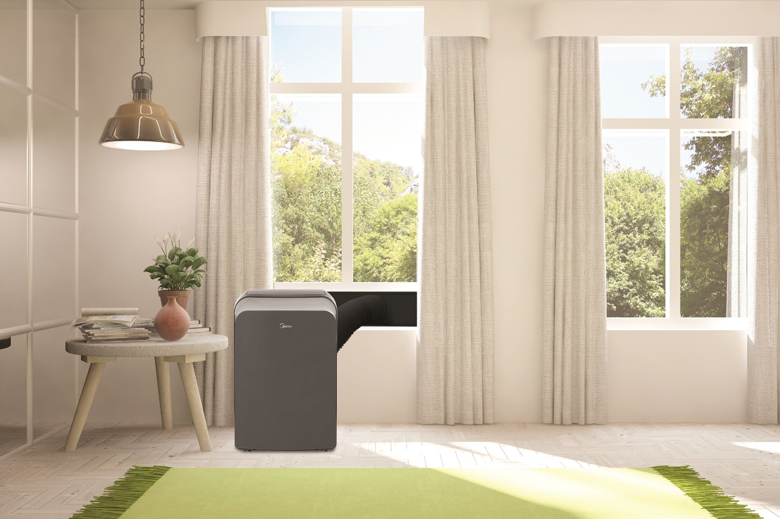 Midea 8,000 BTU Portable Air Conditioner, 3-In-1 Dehumidifier and Fan with Wi-Fi and Alexa (Gray, 350 sq. ft.) bq8h5