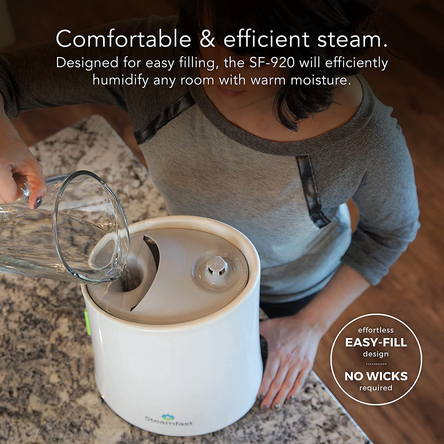 Steamfast SF-920 Warm Mist Humidifier and Steam Vaporizer with Aromatherapy (White, 0.8 gal) dj8kd