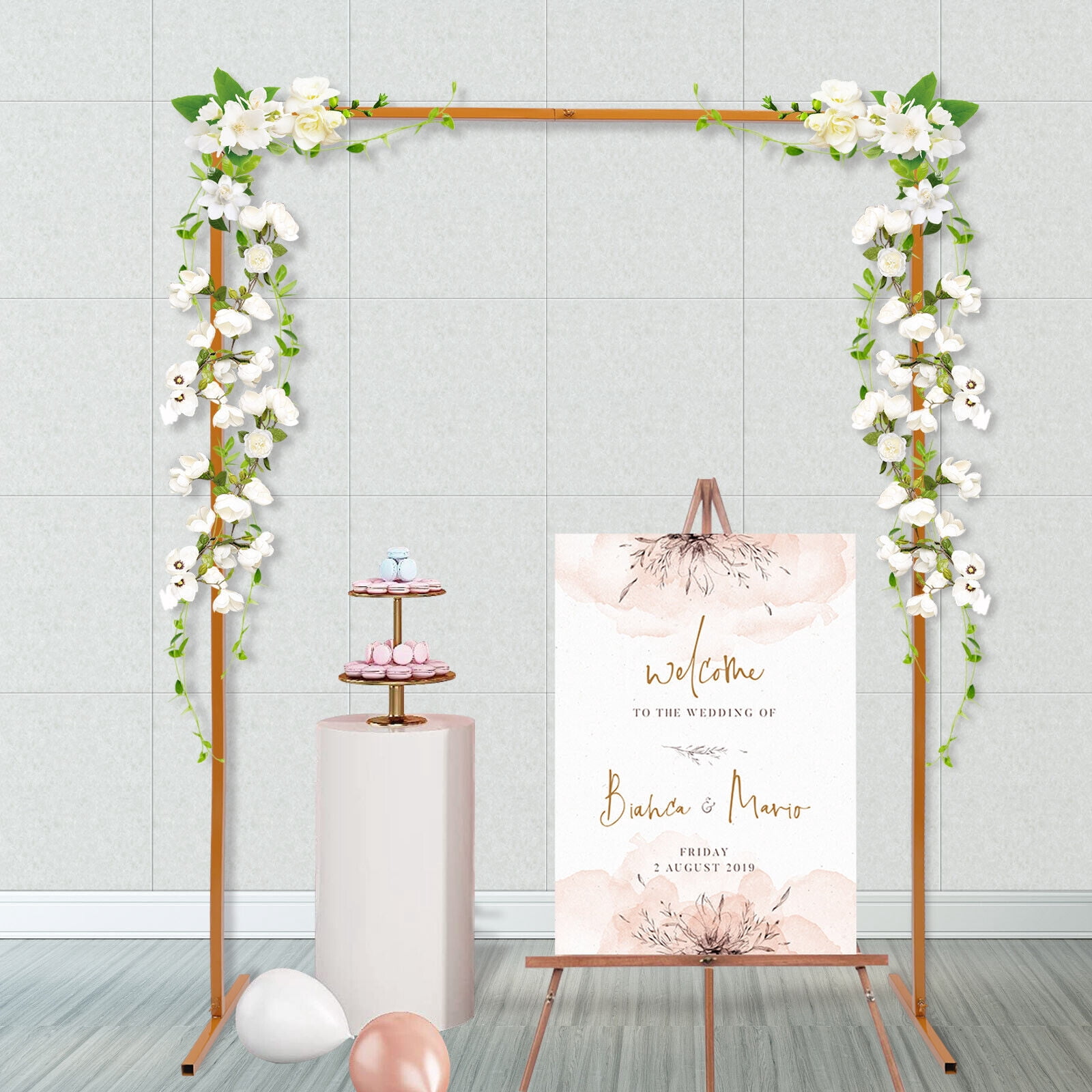Unbranded Gold Rectangular Wedding Arch Stand for Balloon and Flower Backdrop Decor (6.6 ft) 6mhyi
