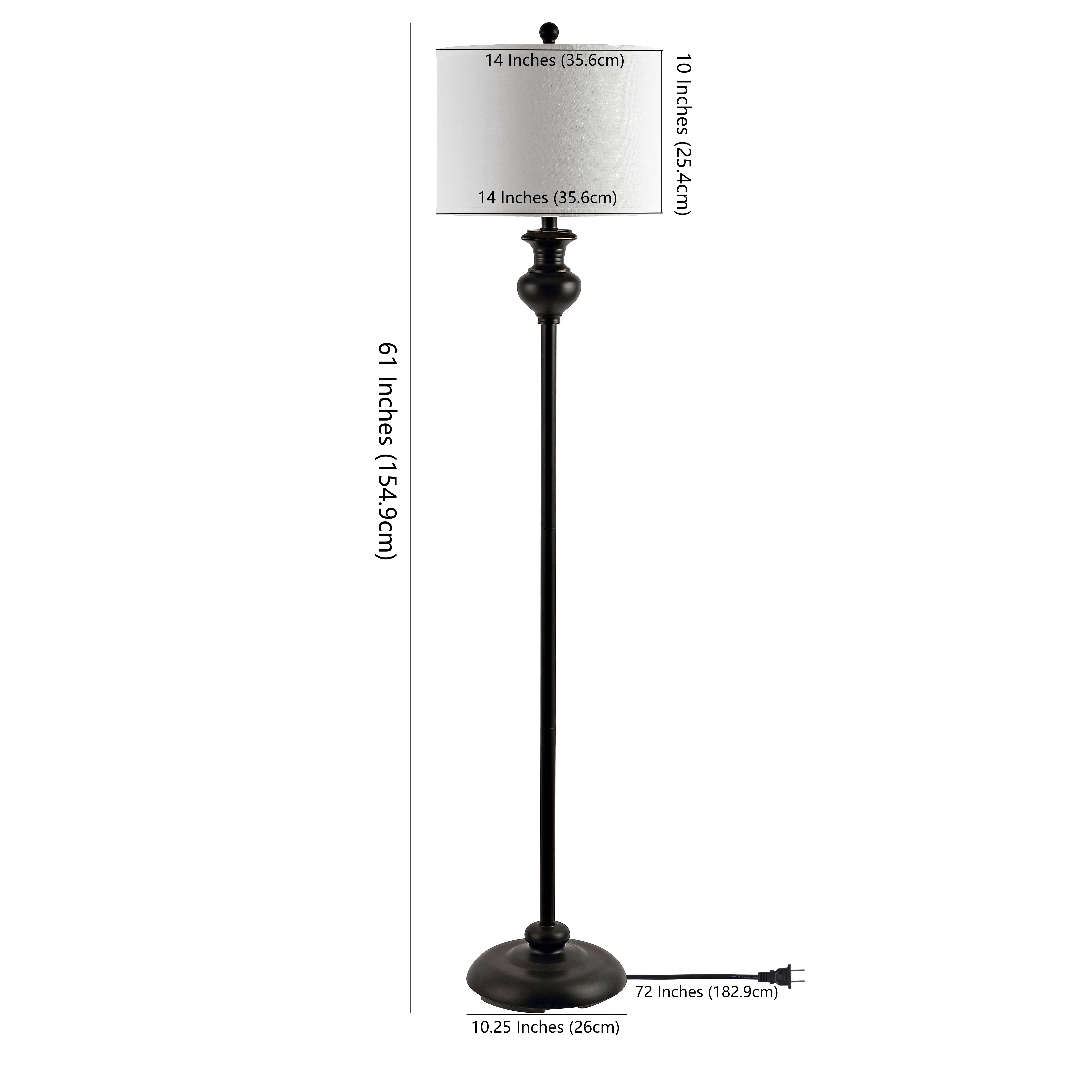Safavieh Erlan Rustic Floor Lamp with Off-White Shade (Antique Black, 61 in. H) esxb8
