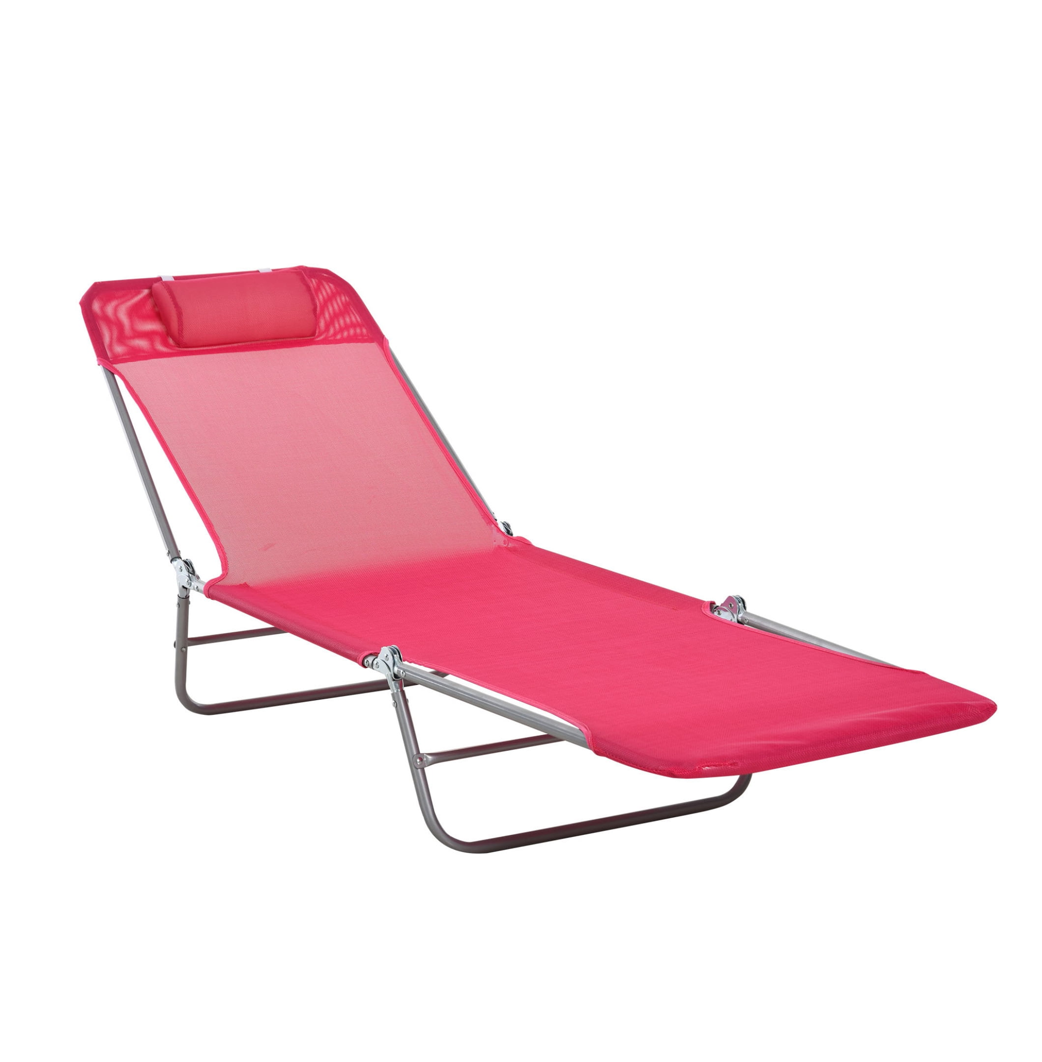 Lshhh Folding Chaise Lounge Chair, Adjustable Reclining Outdoor Sun Tanning Chair with Headrest (Pink, 264 lb Capacity) rfquu