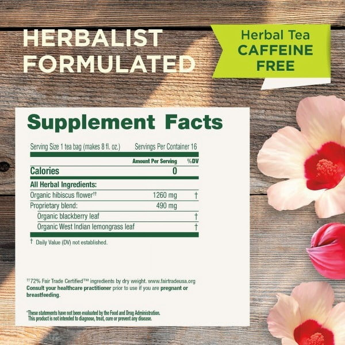 Traditional Medicinals Hibiscus Herbal Tea, Organic Caffeine-Free Tea Bags (16 Count) kdu0b