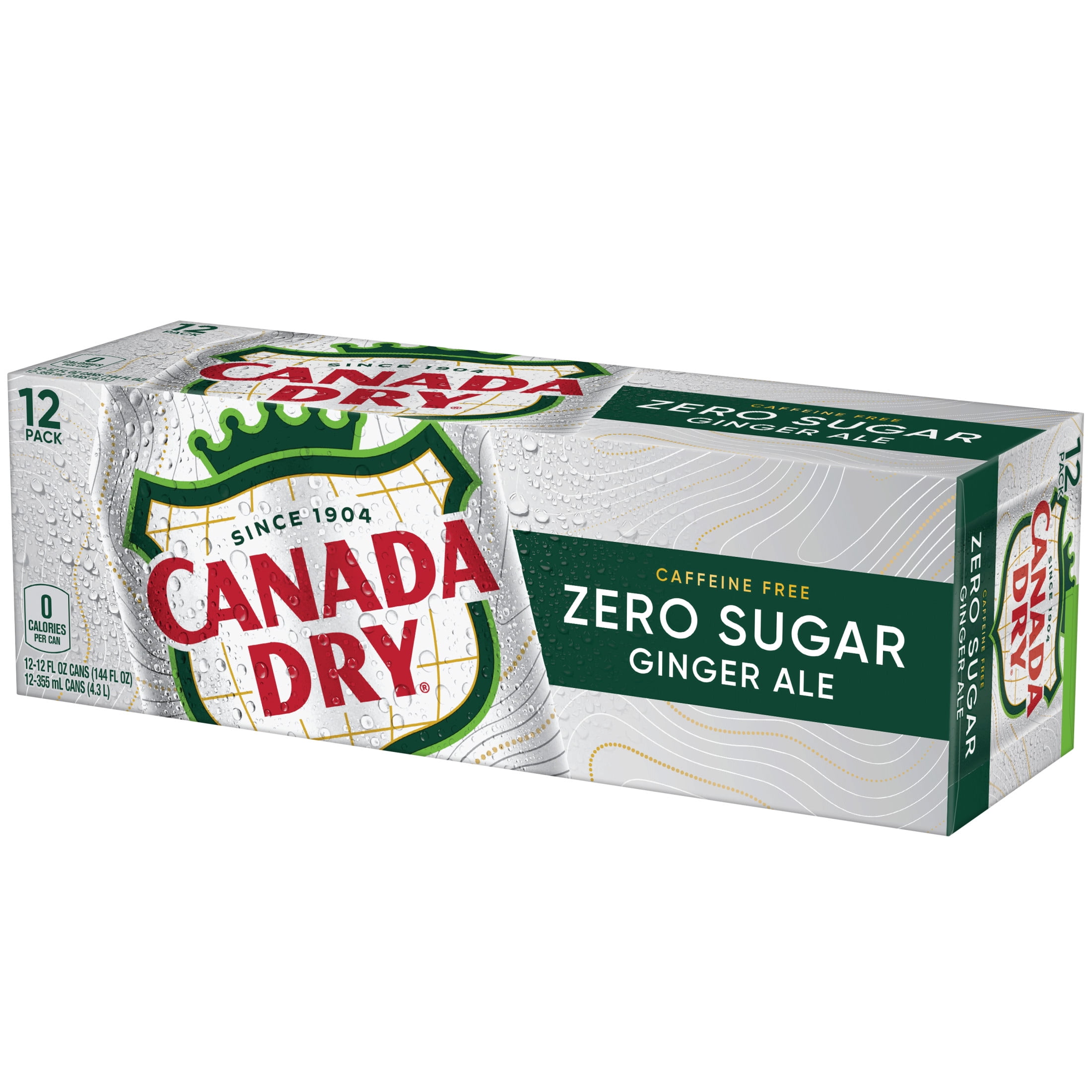 Canada Dry Ginger Ale Zero Sugar Soda, Caffeine Free, Refreshing Carbonated Beverage (12 fl oz, 12 Pack) cscmh