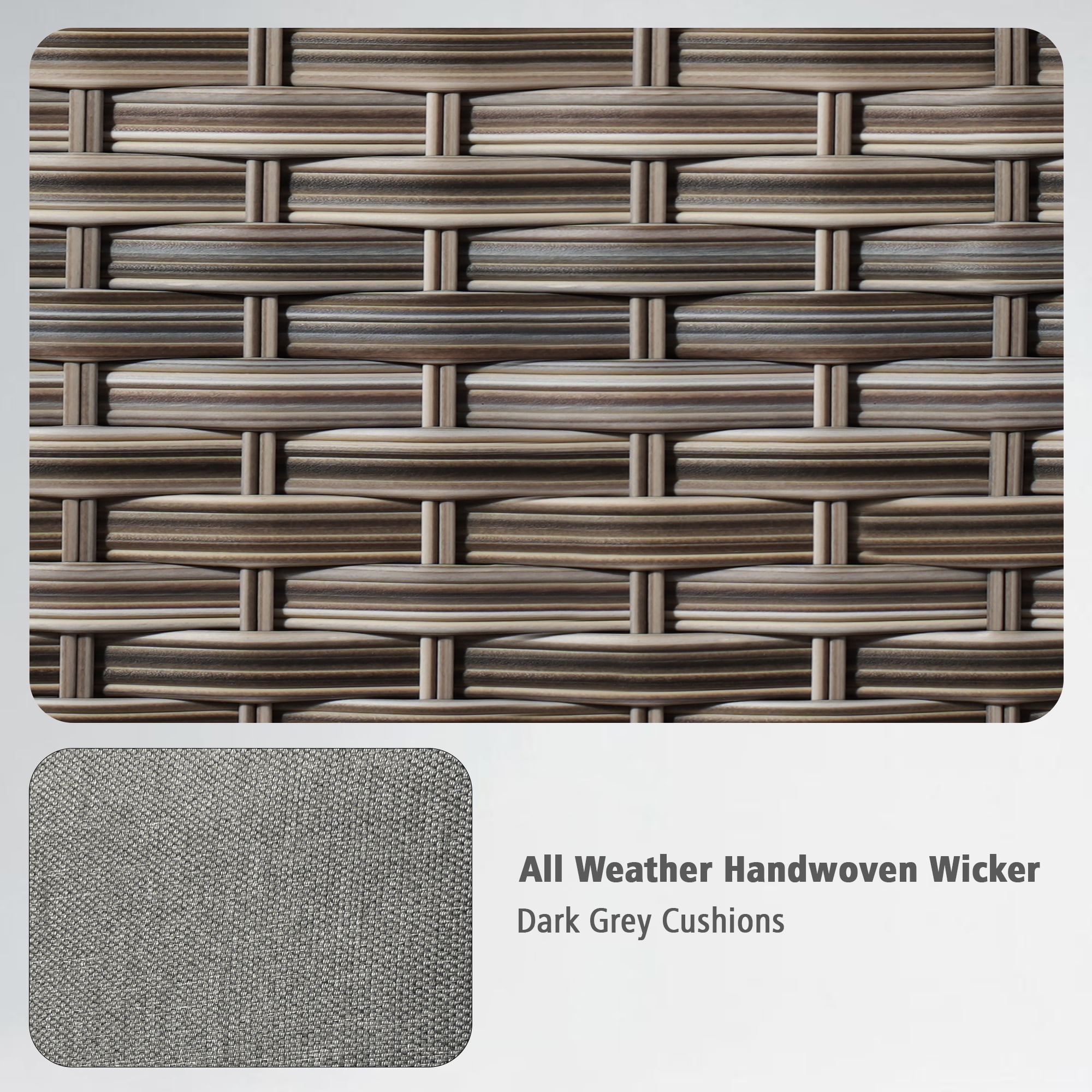 Ovios 3-Piece Patio Furniture Set, 2 Swivel Rocking Wicker Chairs with Side Table (Grey) qj3bv