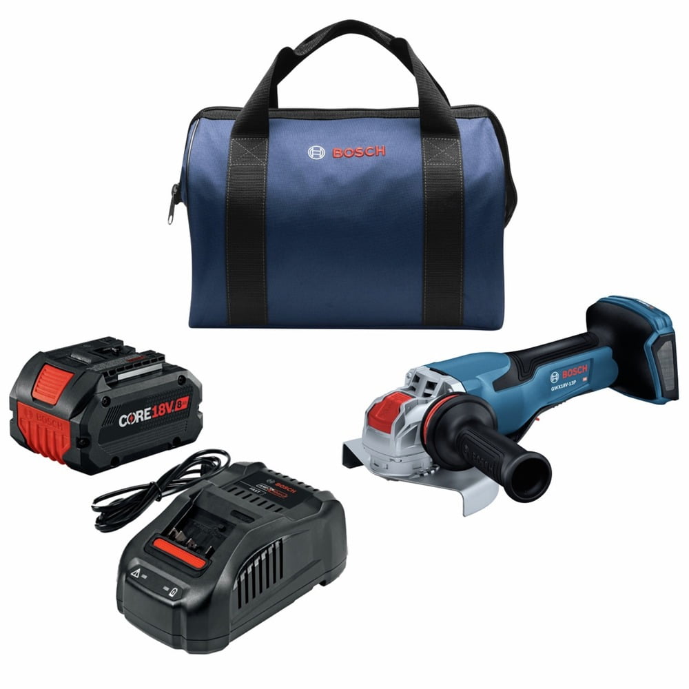 Bosch PROFACTOR 18V Brushless Cordless X-LOCK Angle Grinder Kit with 8 Ah Battery (5 in. - 6 in., Refurbished) qpgra