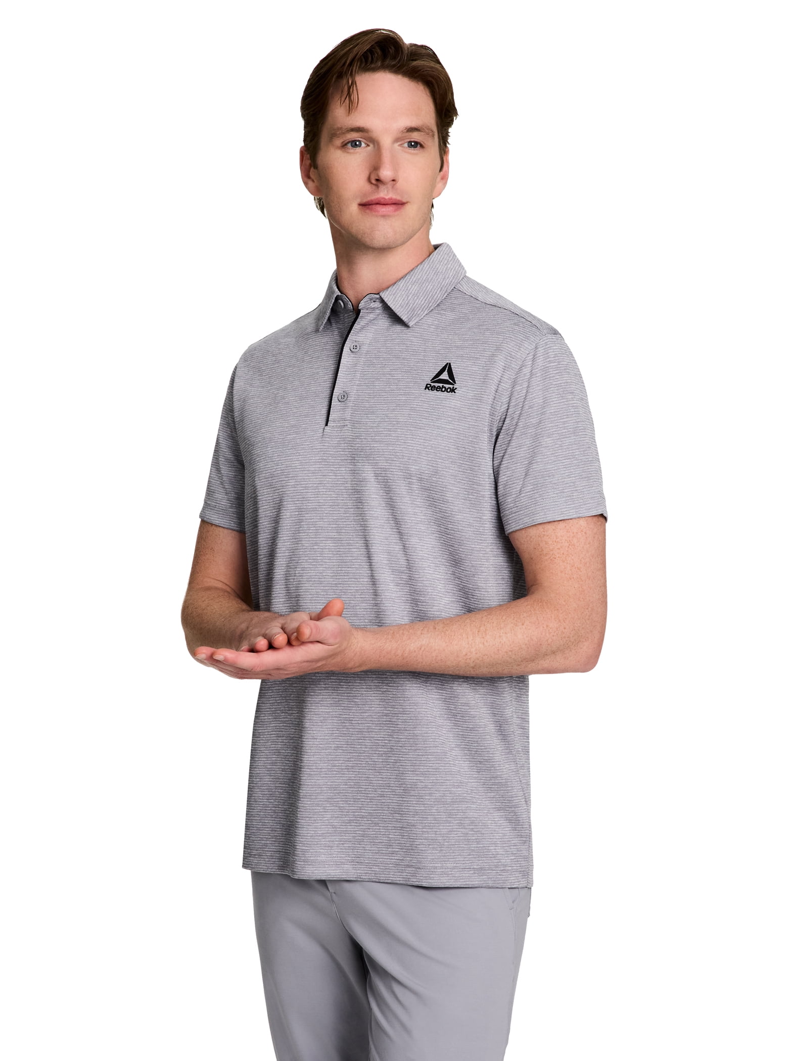 Reebok Men's Performance Polo Shirt Moisture-Wicking Active Athletic Top (Black, S) 4g113