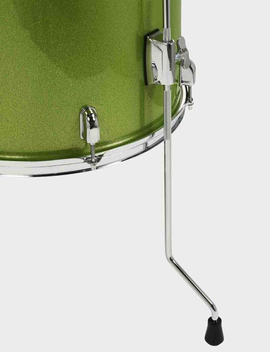 PDP Center Stage 5-Piece Full Drum Kit with Hardware and Cymbals (Electric Green Sparkle, 10/12/14/22 in) wydzs