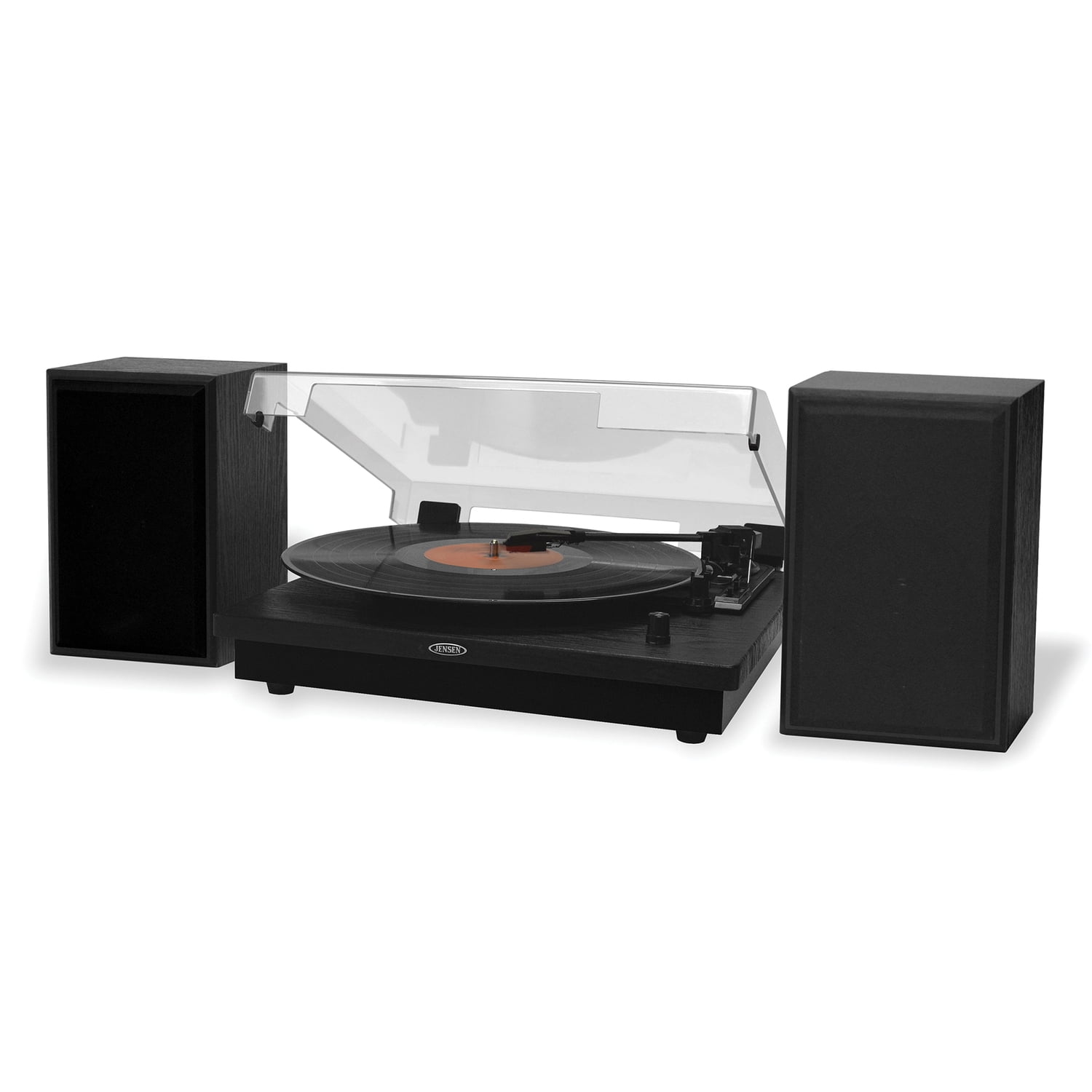 Jensen JTA-315 3-Speed Belt-Drive Bluetooth Turntable with Stereo Speakers (Black) 1igi0