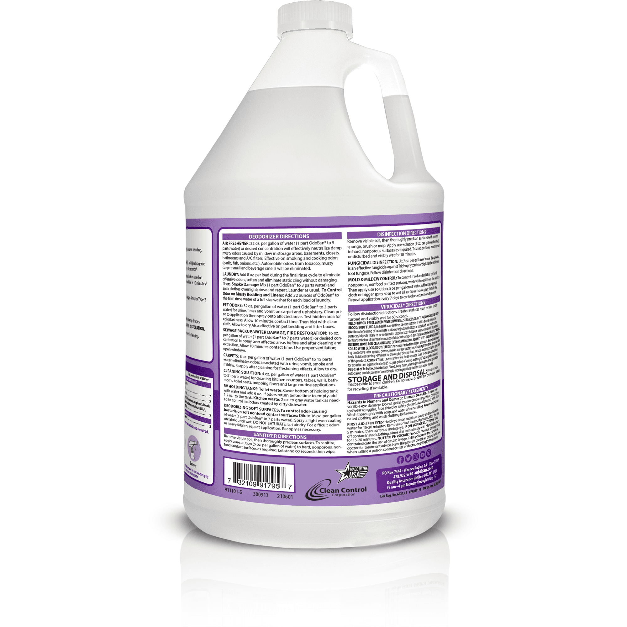 OdoBan Disinfectant Concentrate and Odor Eliminator, Multi-Purpose Cleaner (Lavender Scent, 256 fl oz) 2vssa