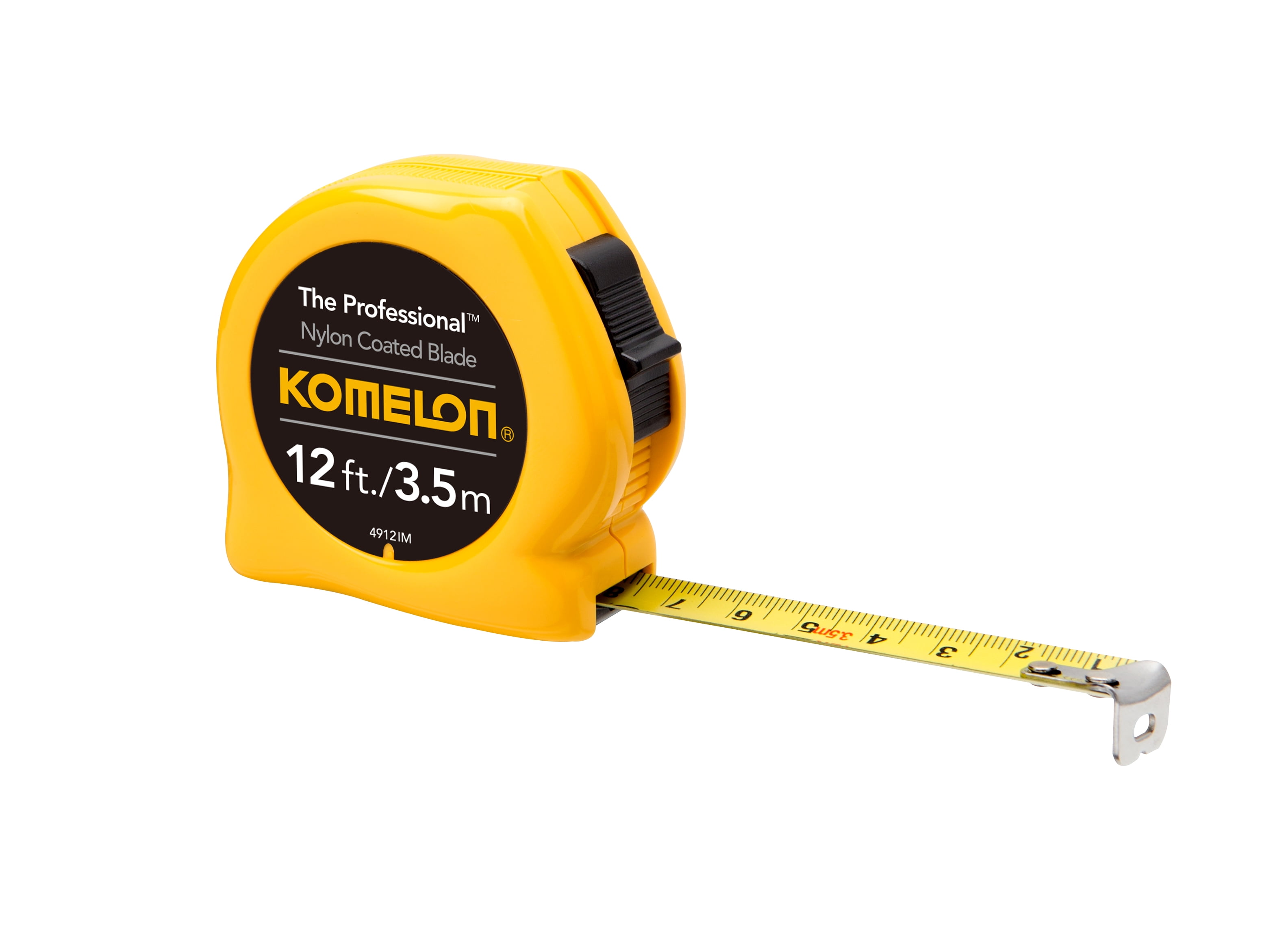 Komelon Professional Tape Measure with Nylon-Coated Blade (Yellow, 12 ft) 8vohp