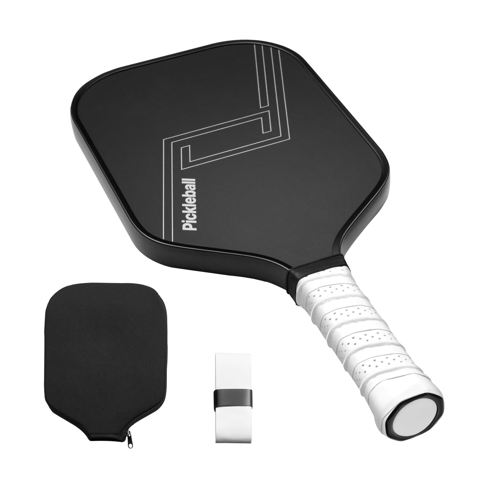 KFFKFF Pickleball Paddle T700 Carbon Fiber Surface with Honeycomb Core (Black, 7.86 oz) acl38