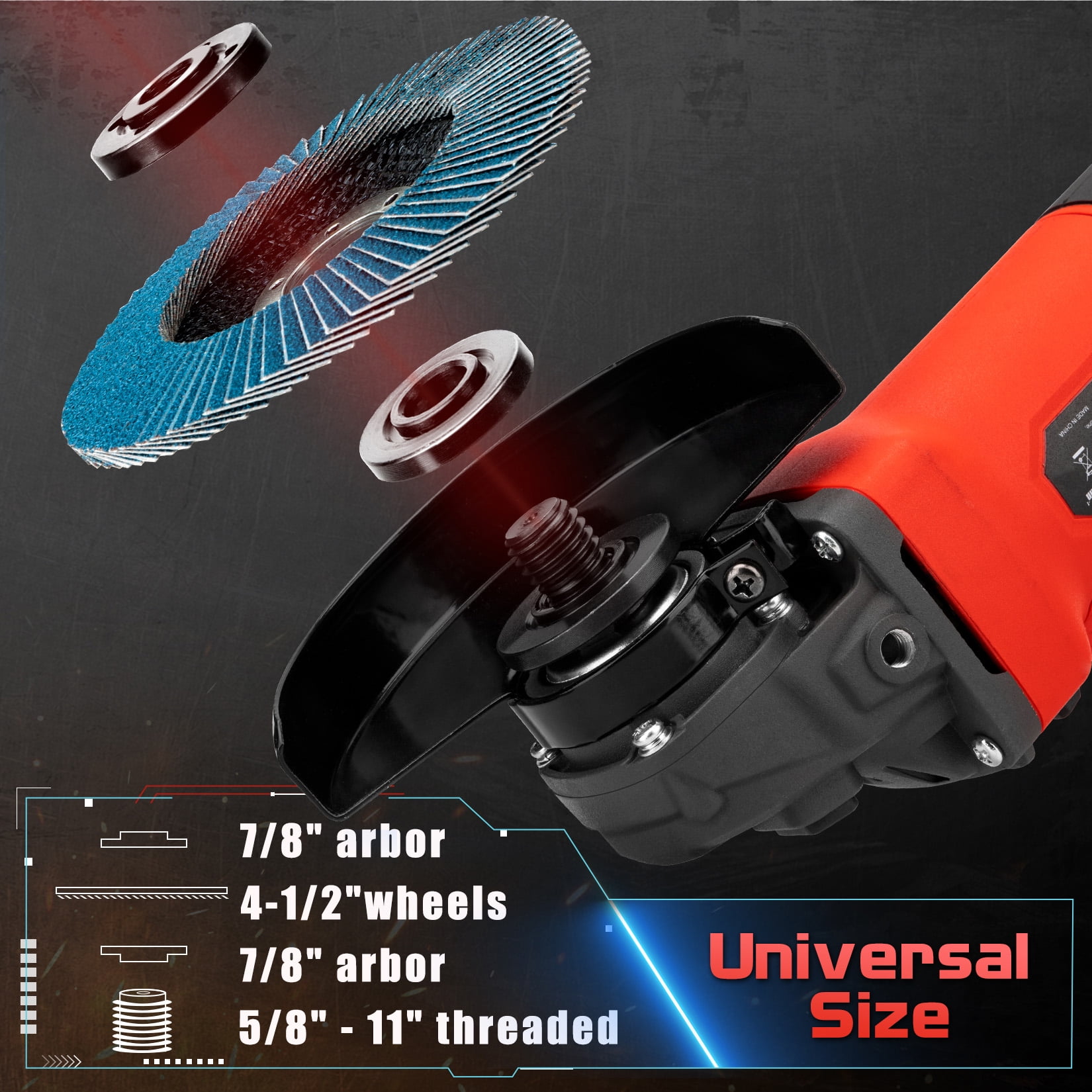 SHALL 4-1/2 Inch Angle Grinder 4 Amp Power Tool with 6-Piece Accessory Set (4.5 in) p58eu
