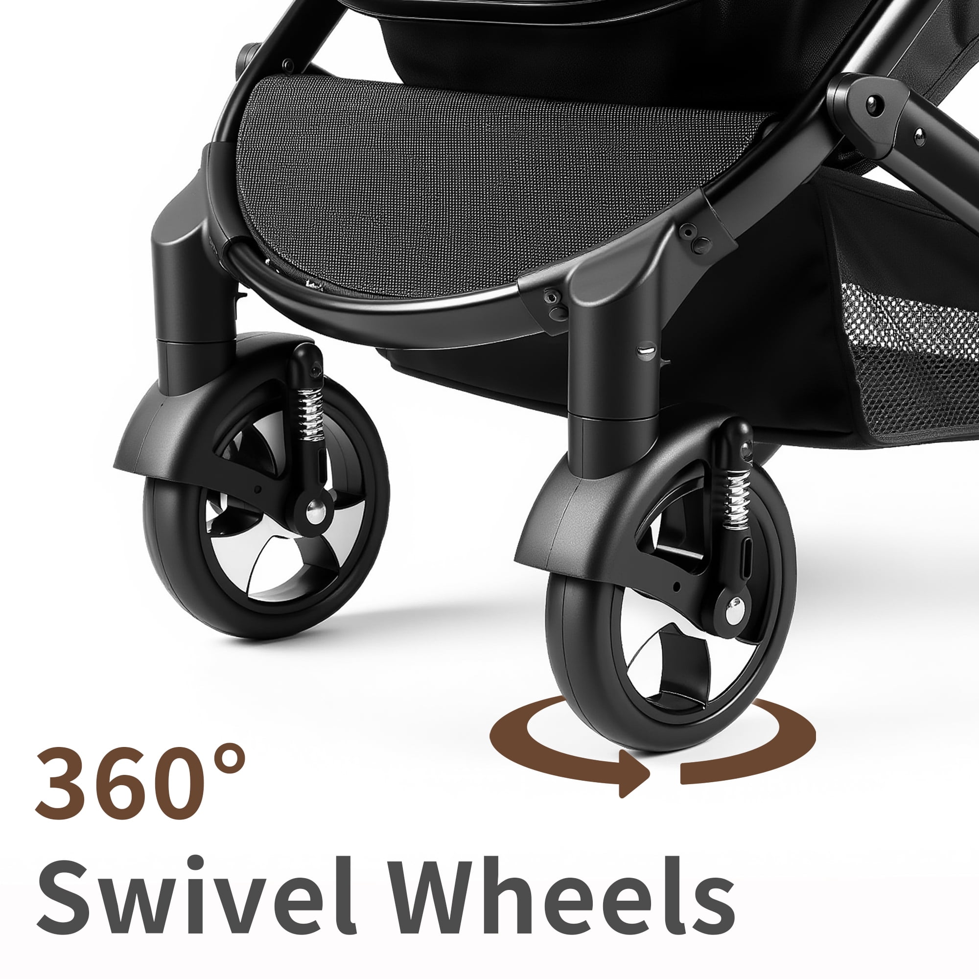 AILEEKISS 3-in-1 Convertible Baby Stroller, Reversible Seat with Adjustable Canopy (Black, 24 lb) z5il0