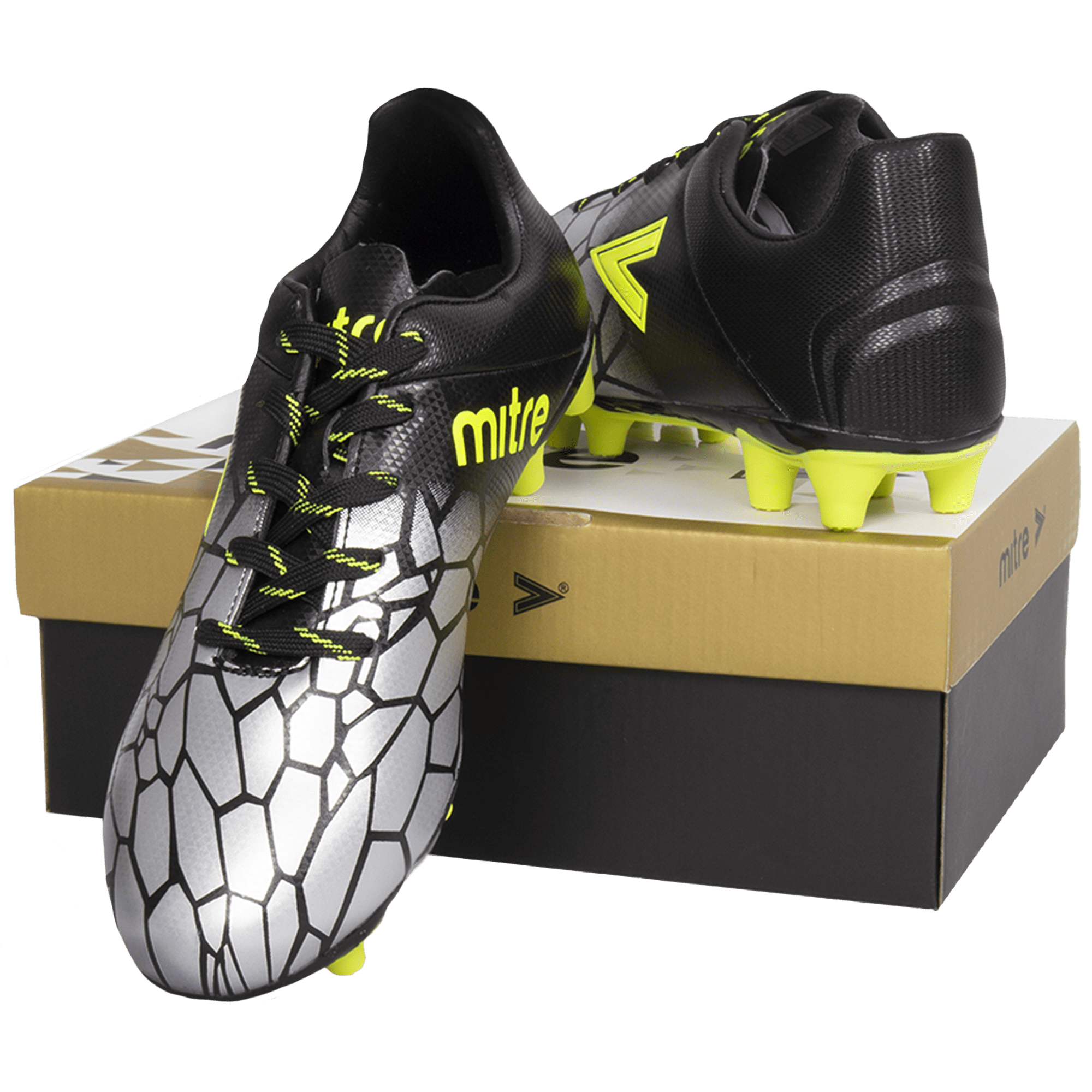 Mitre Youth Soccer Cleats Lightweight Water Resistant Performance Footwear (Green, 4 US) 1p8am