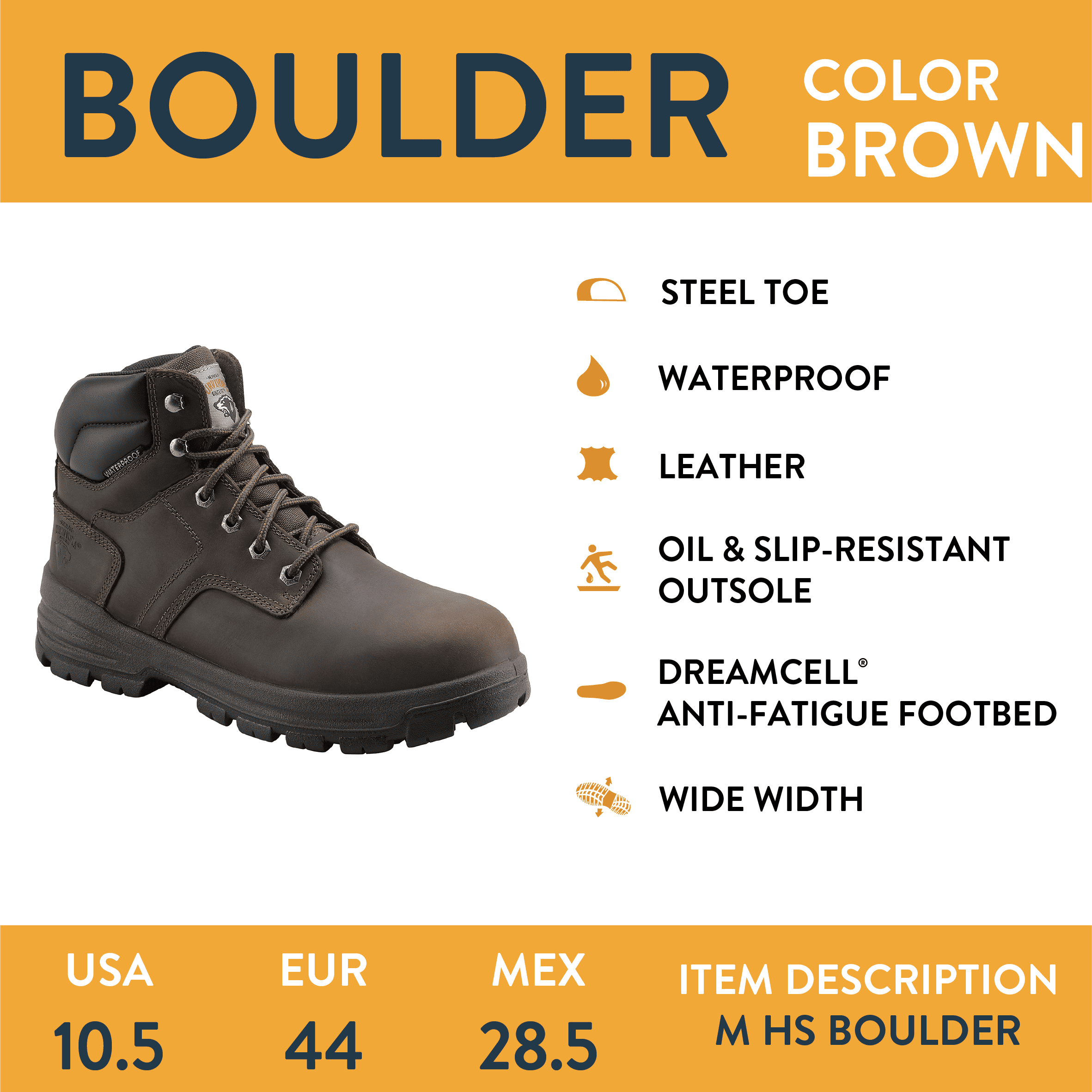 Herman Survivors Men's Boulder Waterproof Steel Toe Work Boots (Brown, 6 in) udjy6