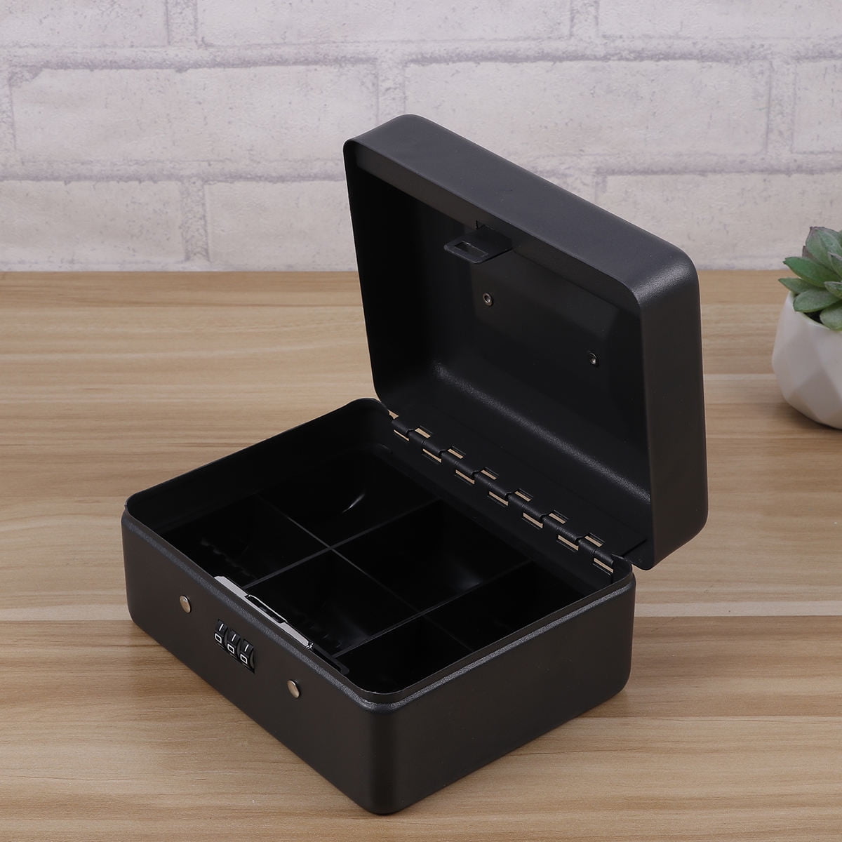 Raindrops Secure Cash Box with Combination Lock, Heavy-Duty Metal Money Organizer (Black, Small) rt0rj