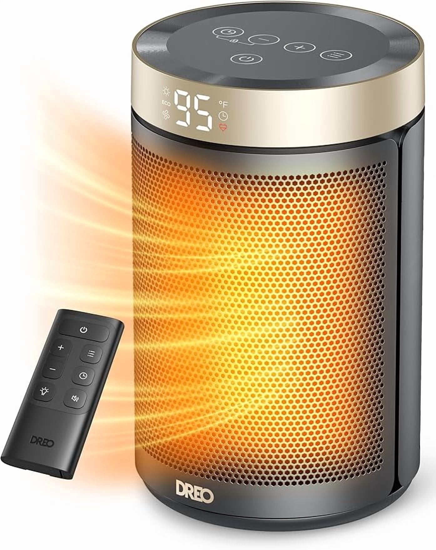 DREO Portable Electric Space Heater with Remote and Thermostat (Gold, 1500W) ad66s