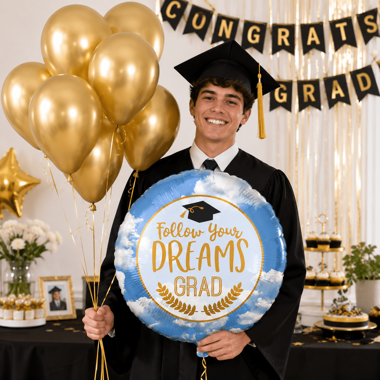 LoonBalloon Graduation Party Balloon Set (Blue, 18 in, 7 Piece) fjxlf