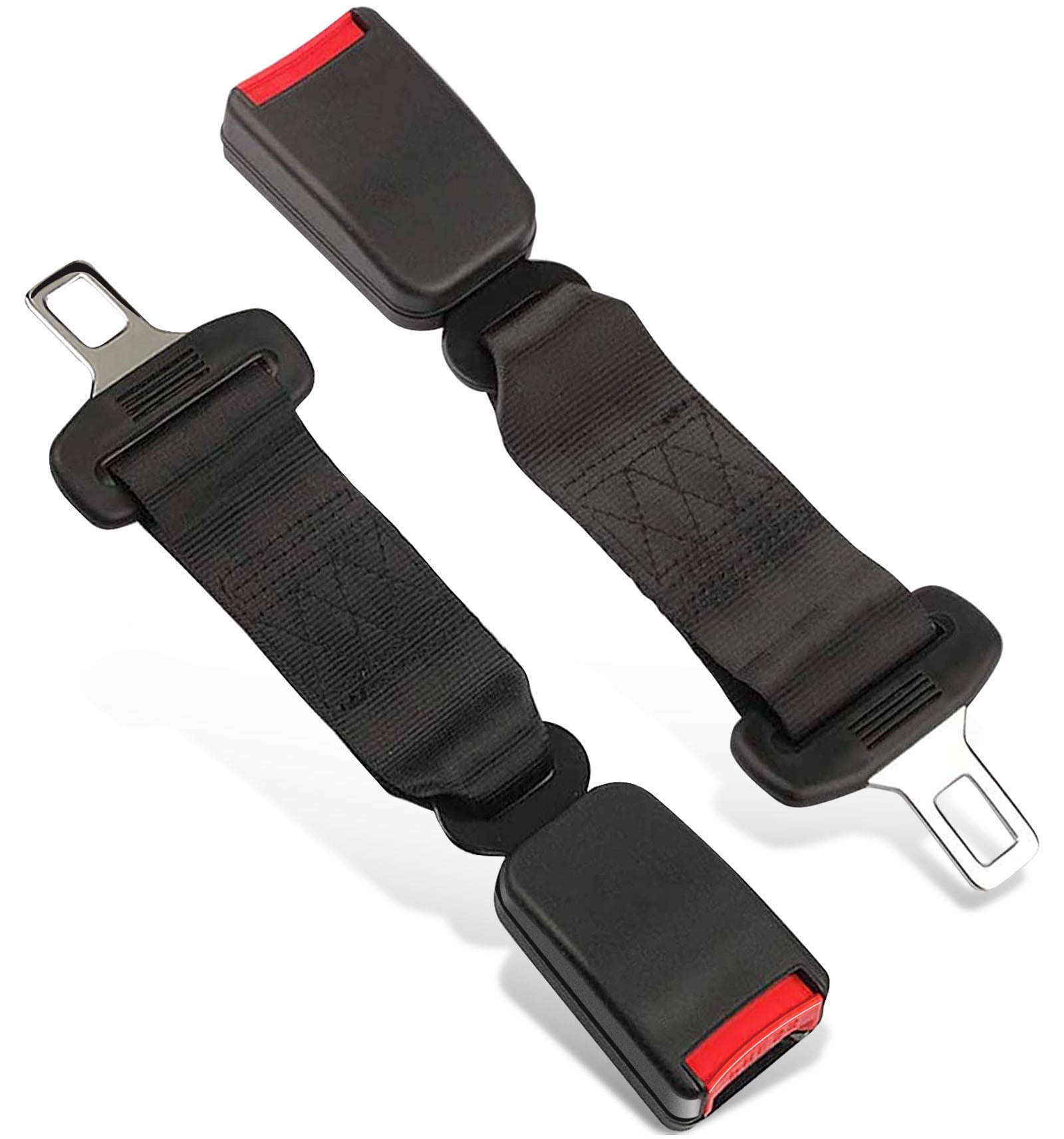 PHANCIR Seat Belt Extender for Cars, Universal Buckle Extension, Durable Stainless Steel (Black, 2 Pack, 10.2 in) ochnx