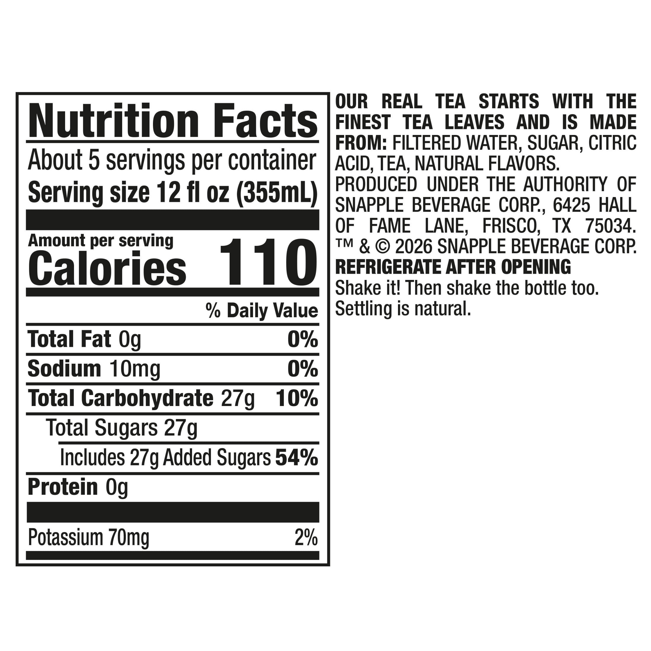 Snapple Natural Lemon Tea, All Natural Black and Green Tea Blend (64 fl oz) fqorv