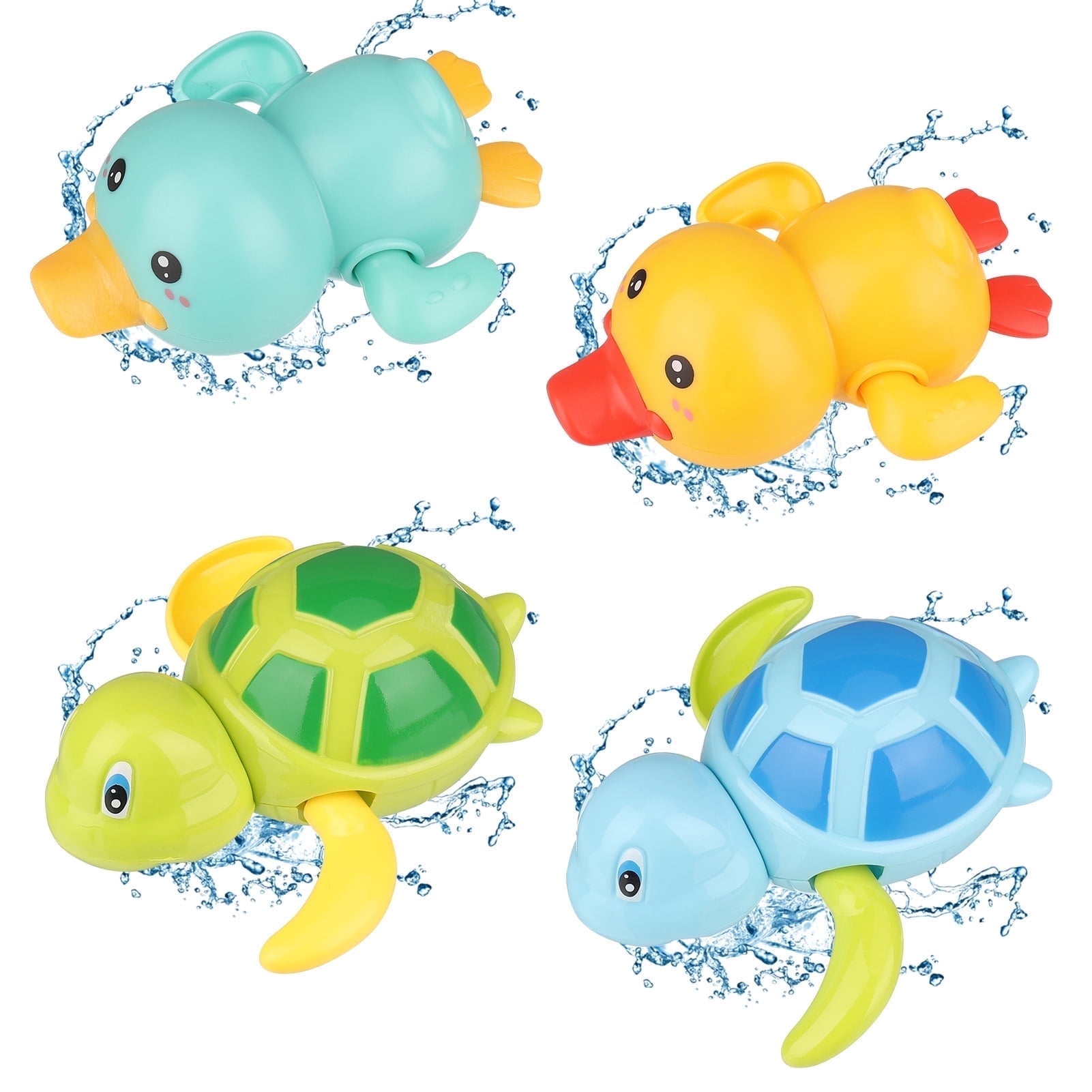 Bocaoying Animal Clockwork Bath Toy Set, Floating Wind-Up Swimming Pool Toys for Toddlers (Green Turtle, 4 Pack) x474w