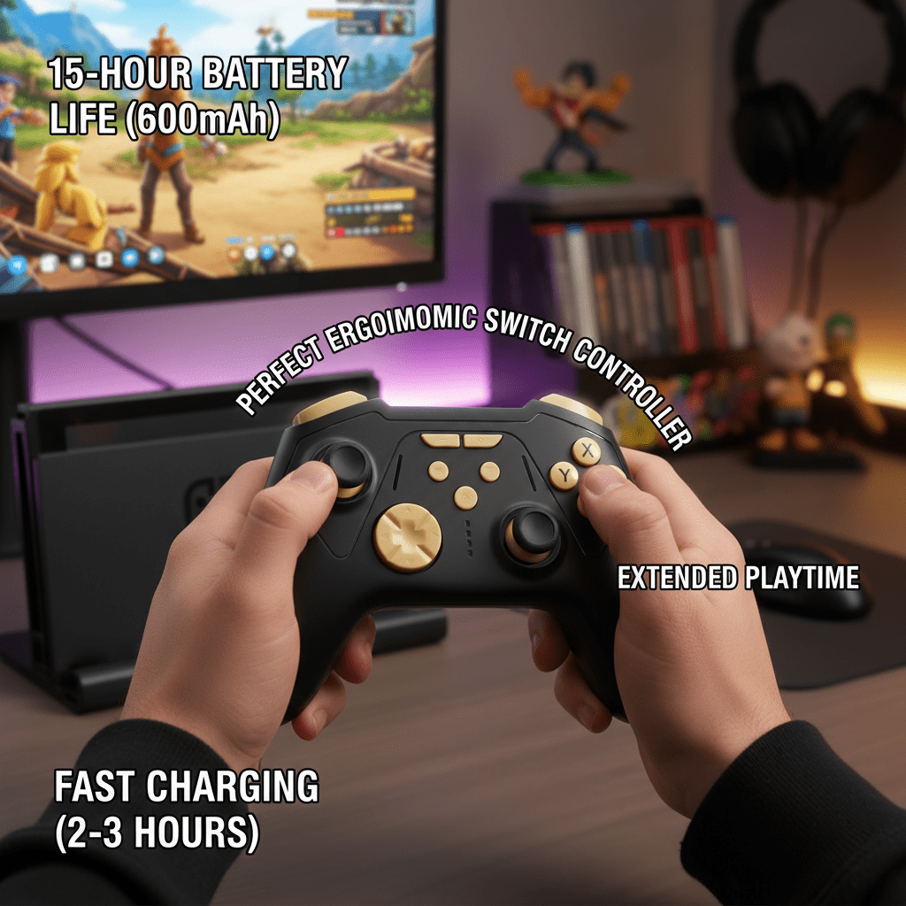 UHM Wireless Pro Controller for Switch, PC, and Mobile with RGB Lighting and Hall Effect Triggers (Black, 1 Count) dvhks