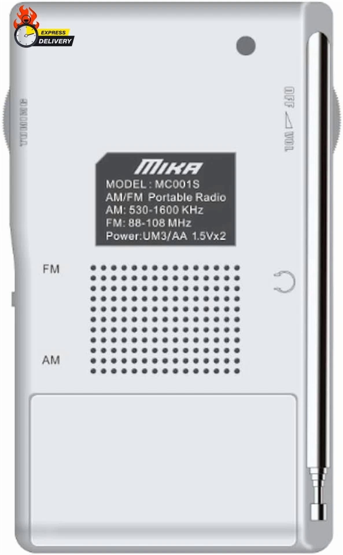 Rhea AM FM Portable Transistor Radio with Built-in Speaker and Headphone Jack (Black, 1 Pack) zul9n