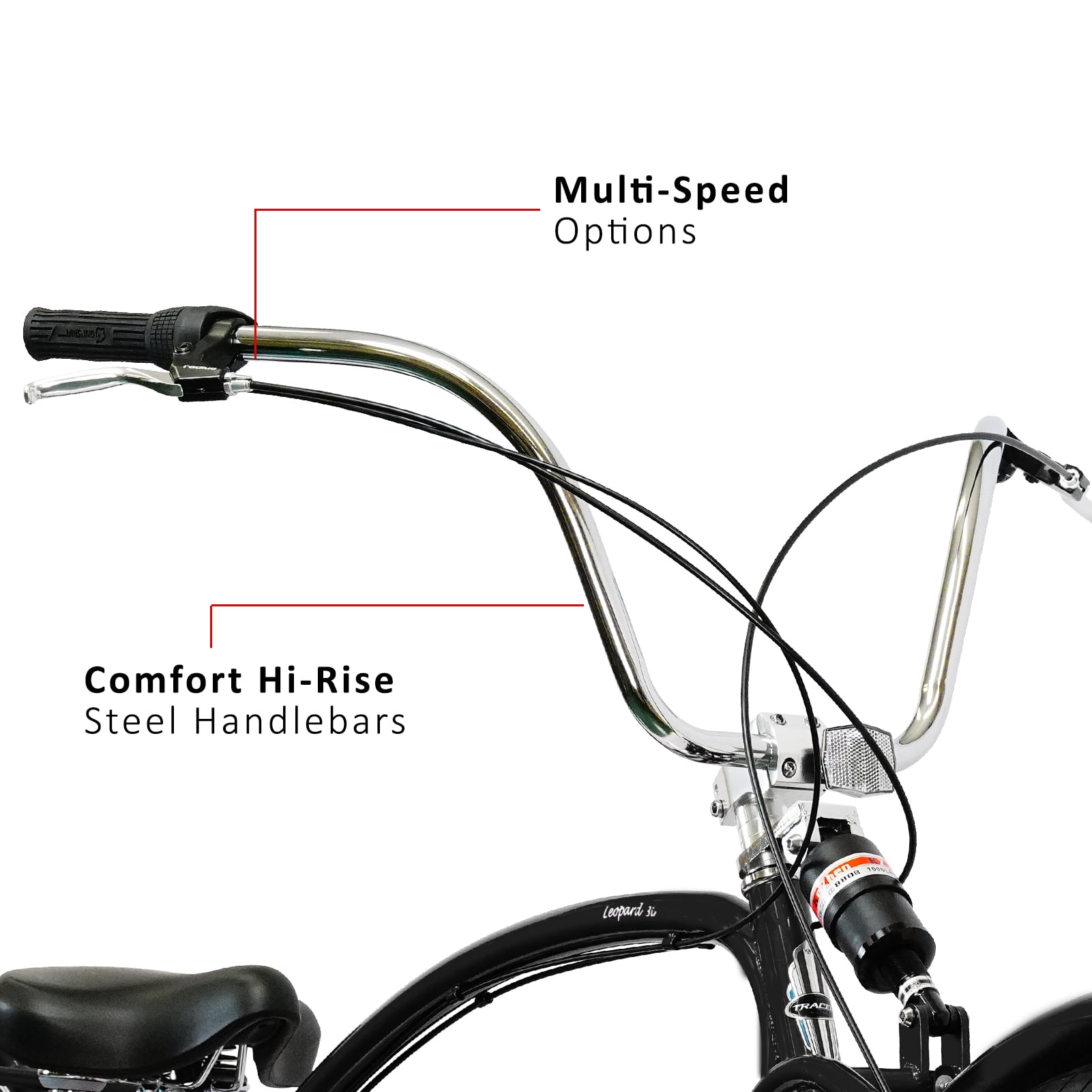 Tracer Bikes Leopard 3i Pro Chopper Stretch Cruiser Bike (Matte Black, 26 in) vrgdt