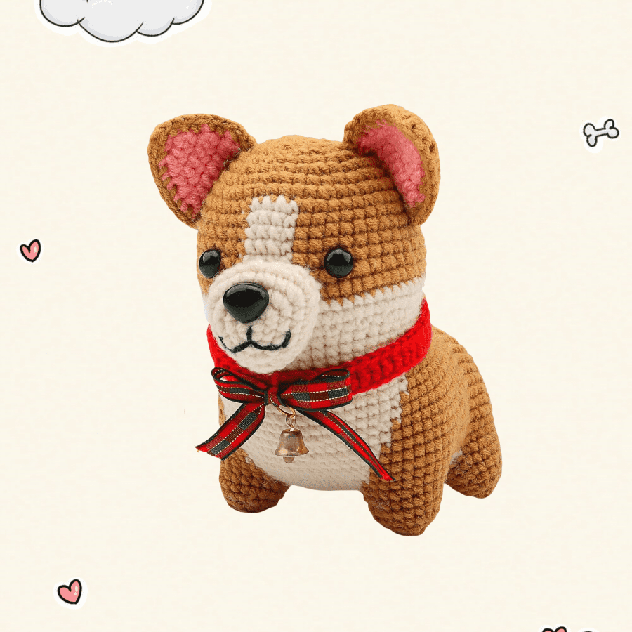 Imcrasy Crochet Kit for Beginners, DIY Dog Animal Plushie Craft Set with Tutorial Video (1 Pack) slkuh