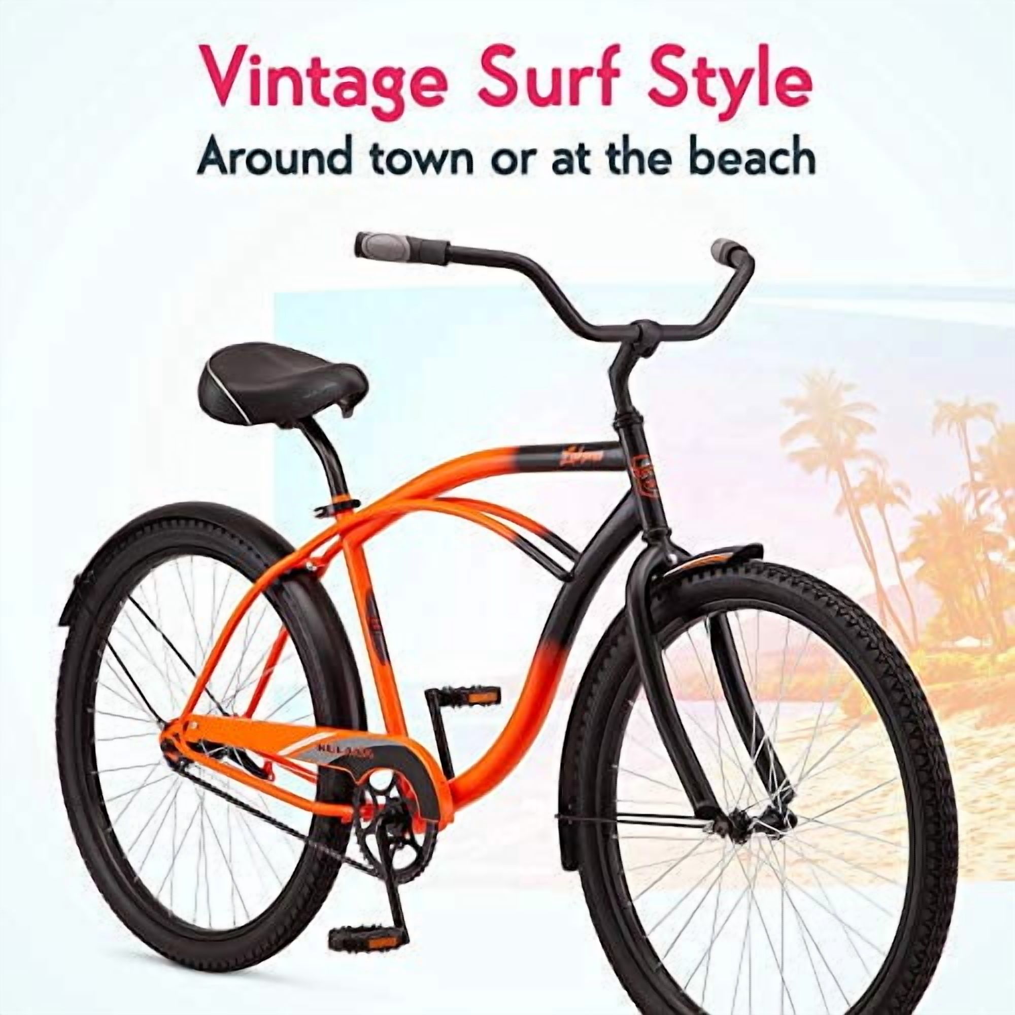 Kulana Lakona Shore Adult Beach Cruiser Bike, Single Speed, Durable Steel Frame (Orange and Black, 26 in Wheels) zp5mo