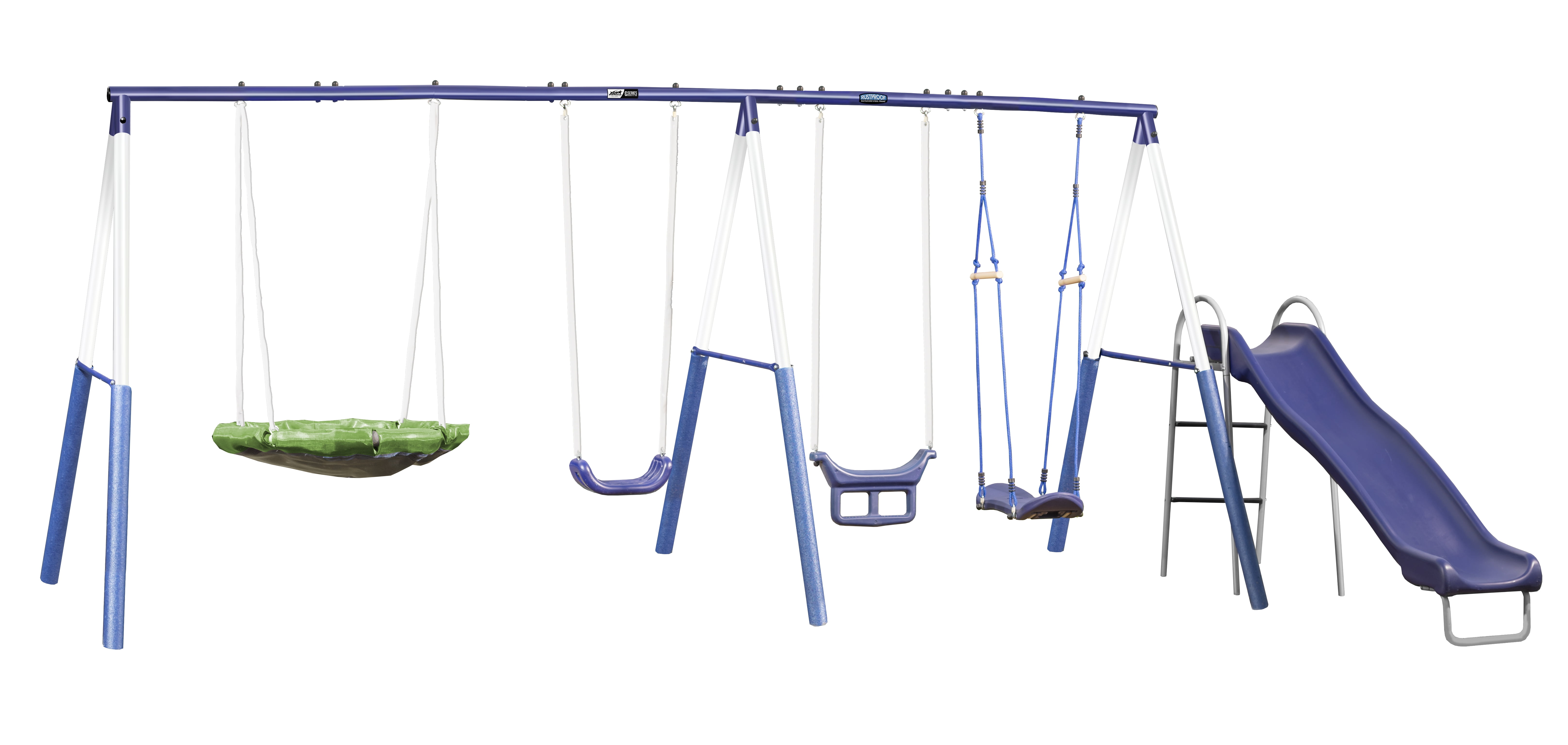 XDP Recreation Surf N Swing Set with Wave Slide, Super Disc Swing, and Stand-R-Swing (Blue, 179 in x 102 in x 74 in) p31vo