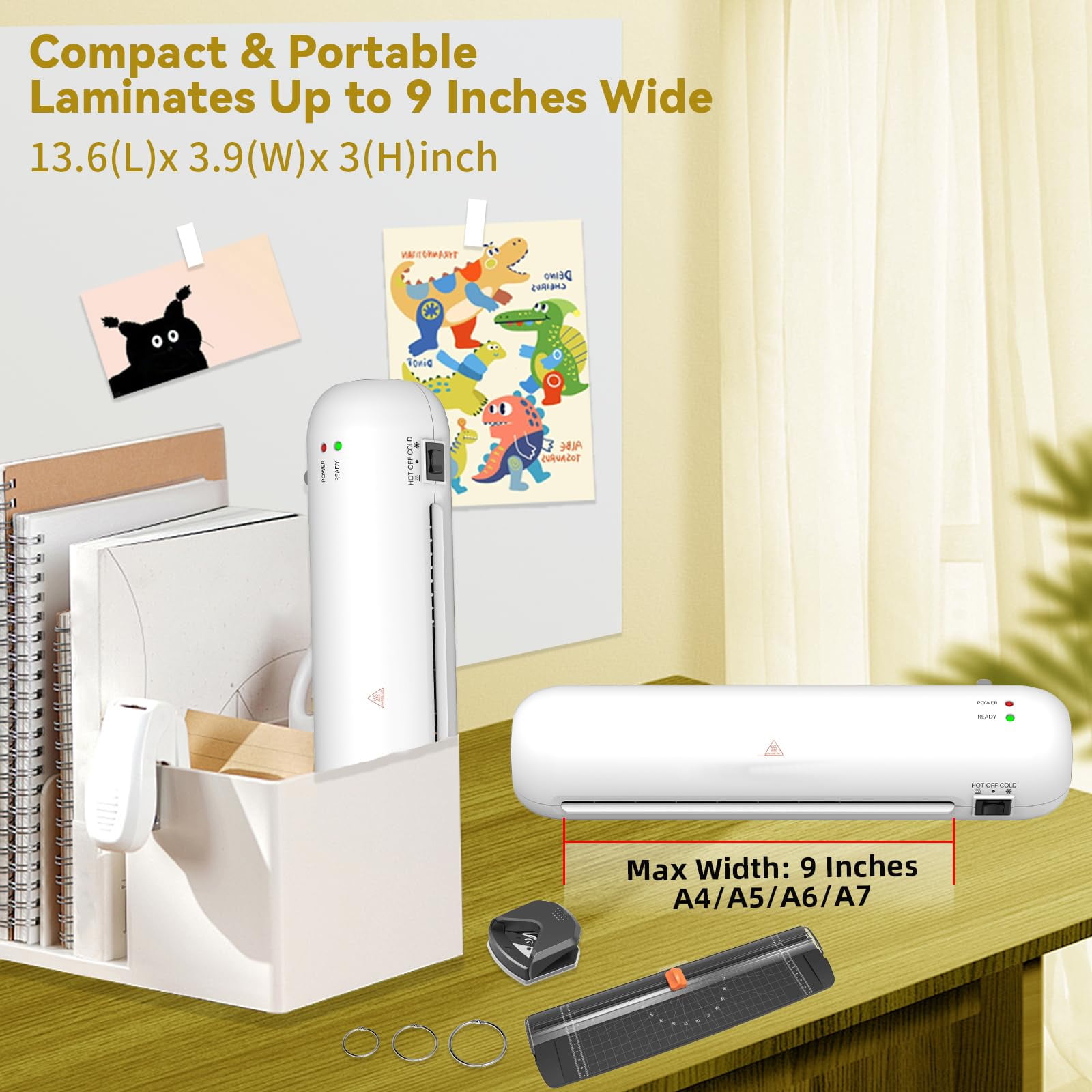 Henotian Thermal Laminator Machine 6-in-1 Kit with Quick Heat Hot & Cold Modes (White, 9 in) sqhuk